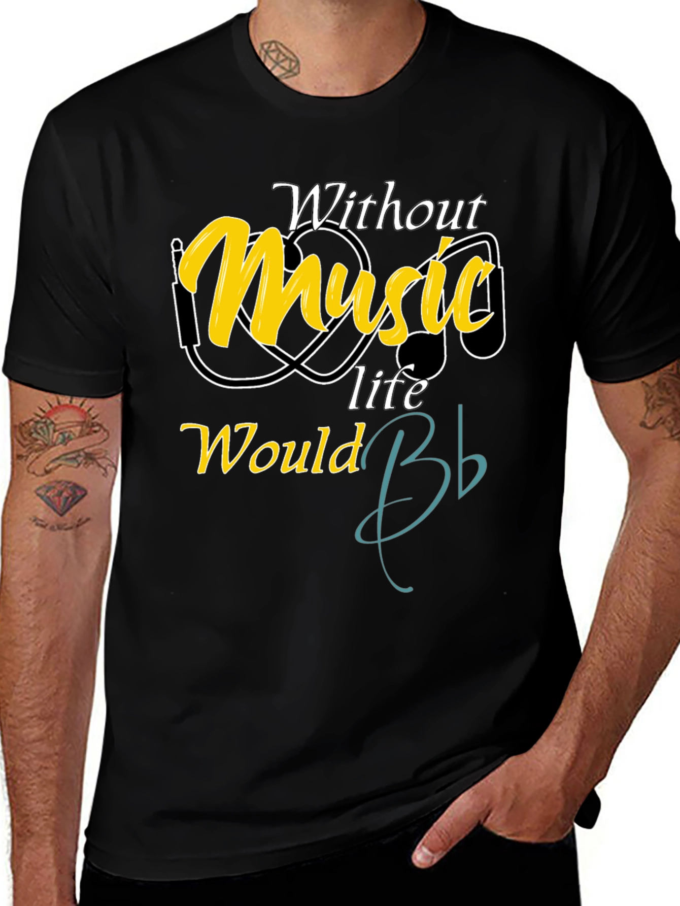Variant 29 of Music Lover Tee - Without Music Life Would B Flat