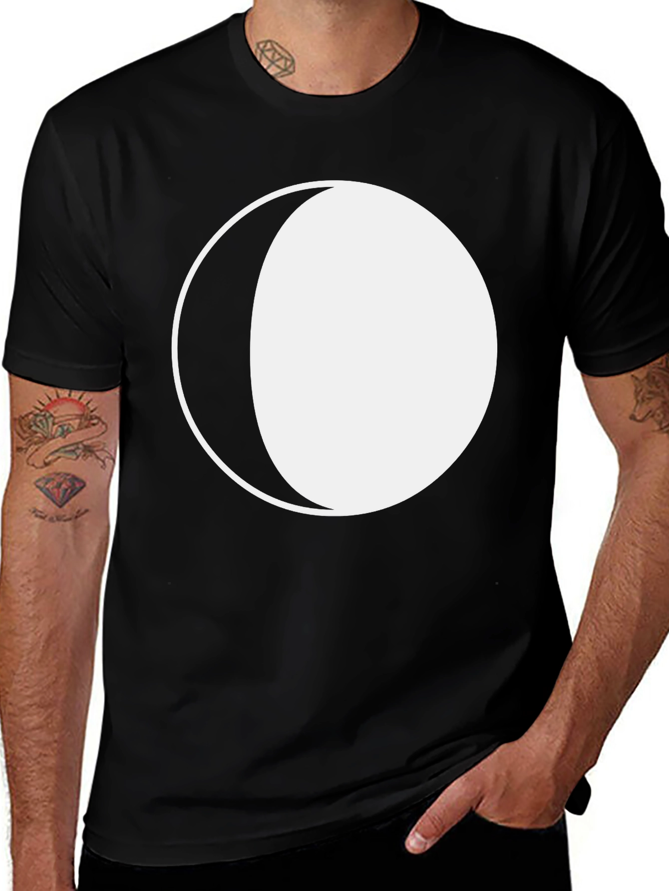 Variant 24 of Black Tee with Crescent Moon Design