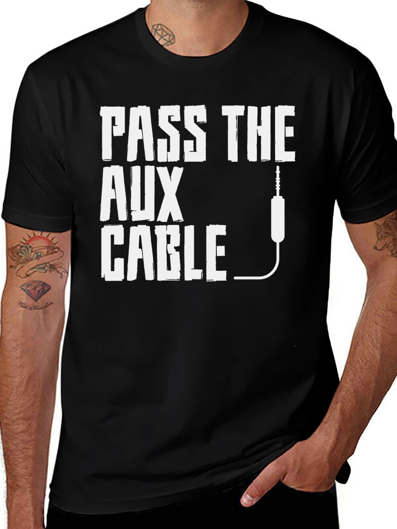 Pass the Aux Cable Graphic Tee - Music Lover T-Shirt