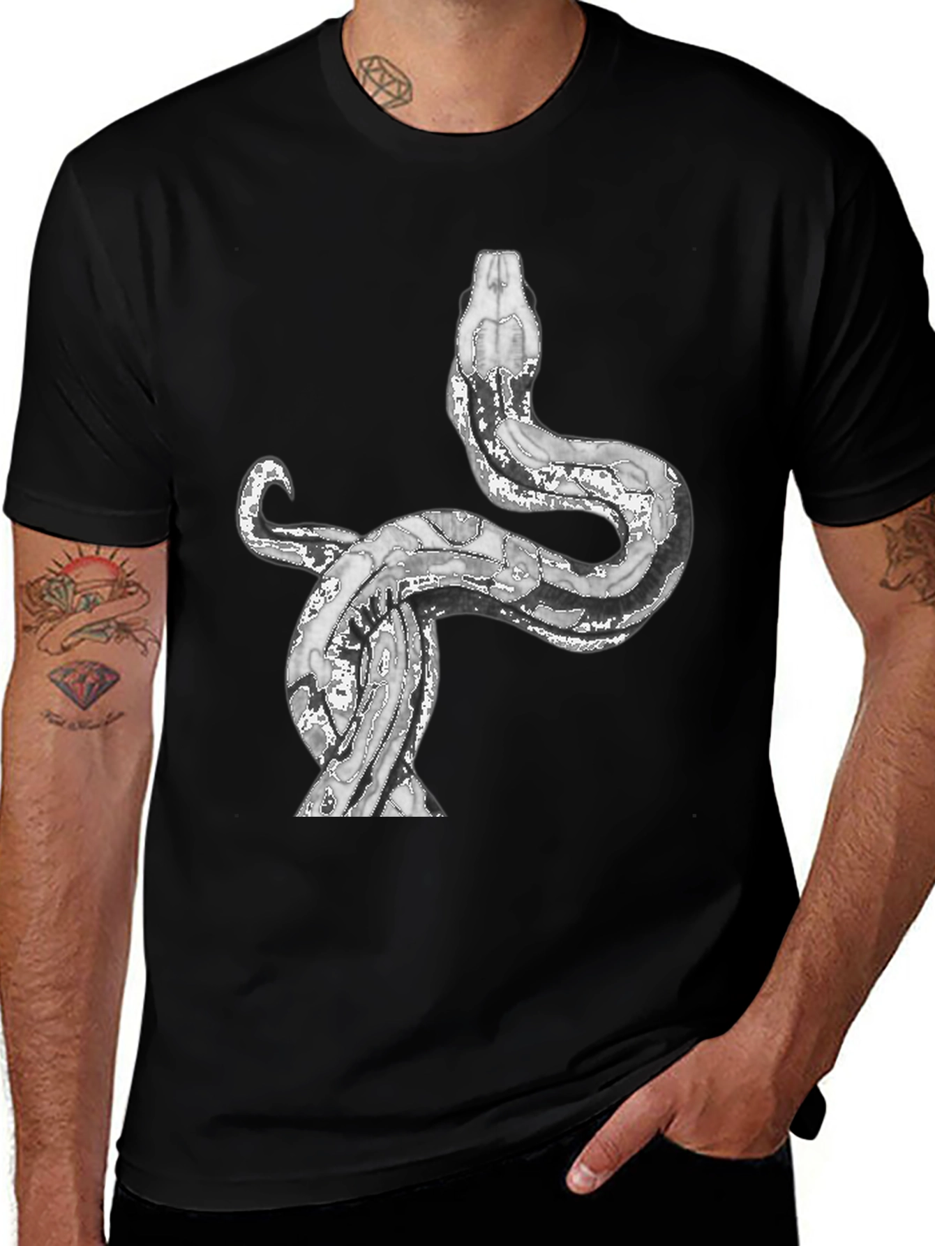 Variant 23 of Snake Graphic Tee - Black Cotton Blend