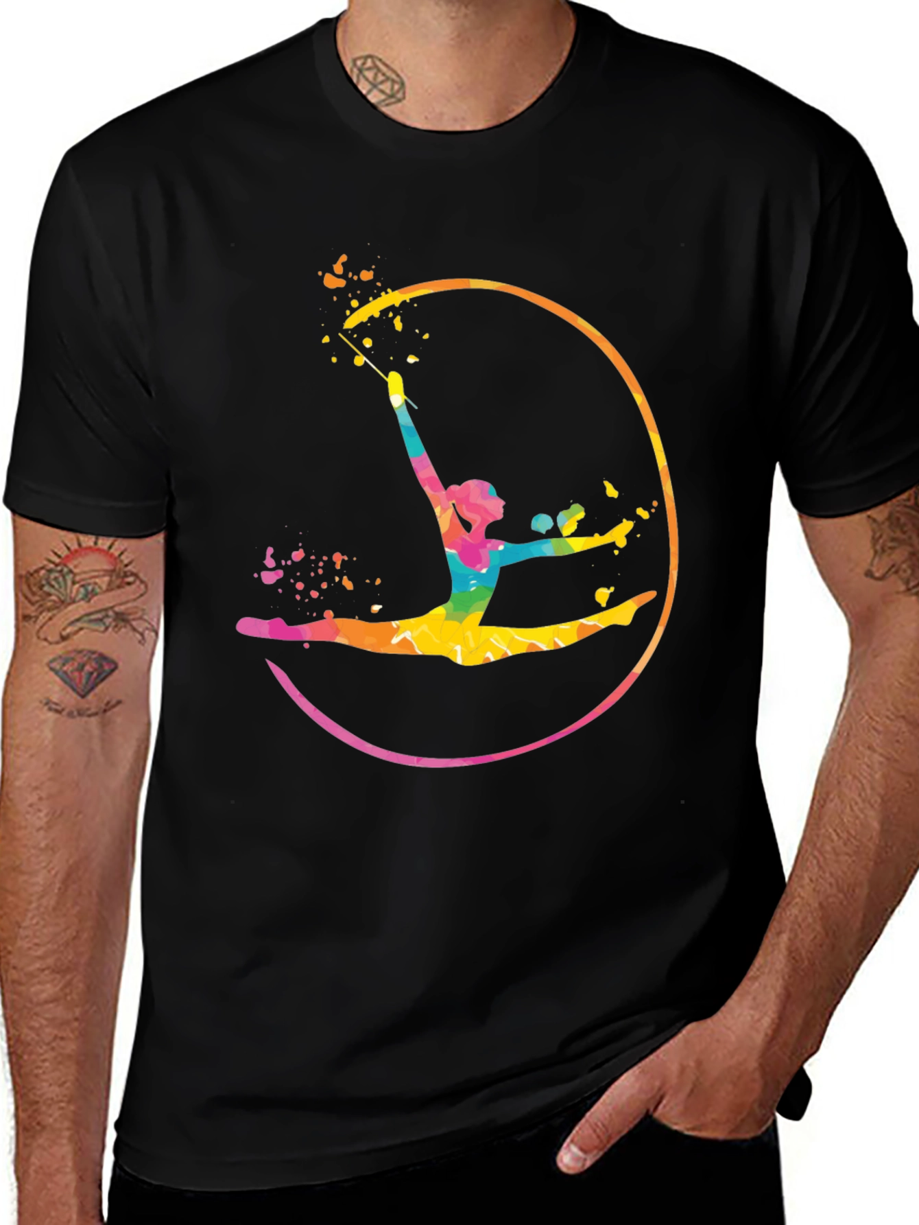 Variant 23 of Gymnast Ribbon Tie-Dye Graphic Tee - Black