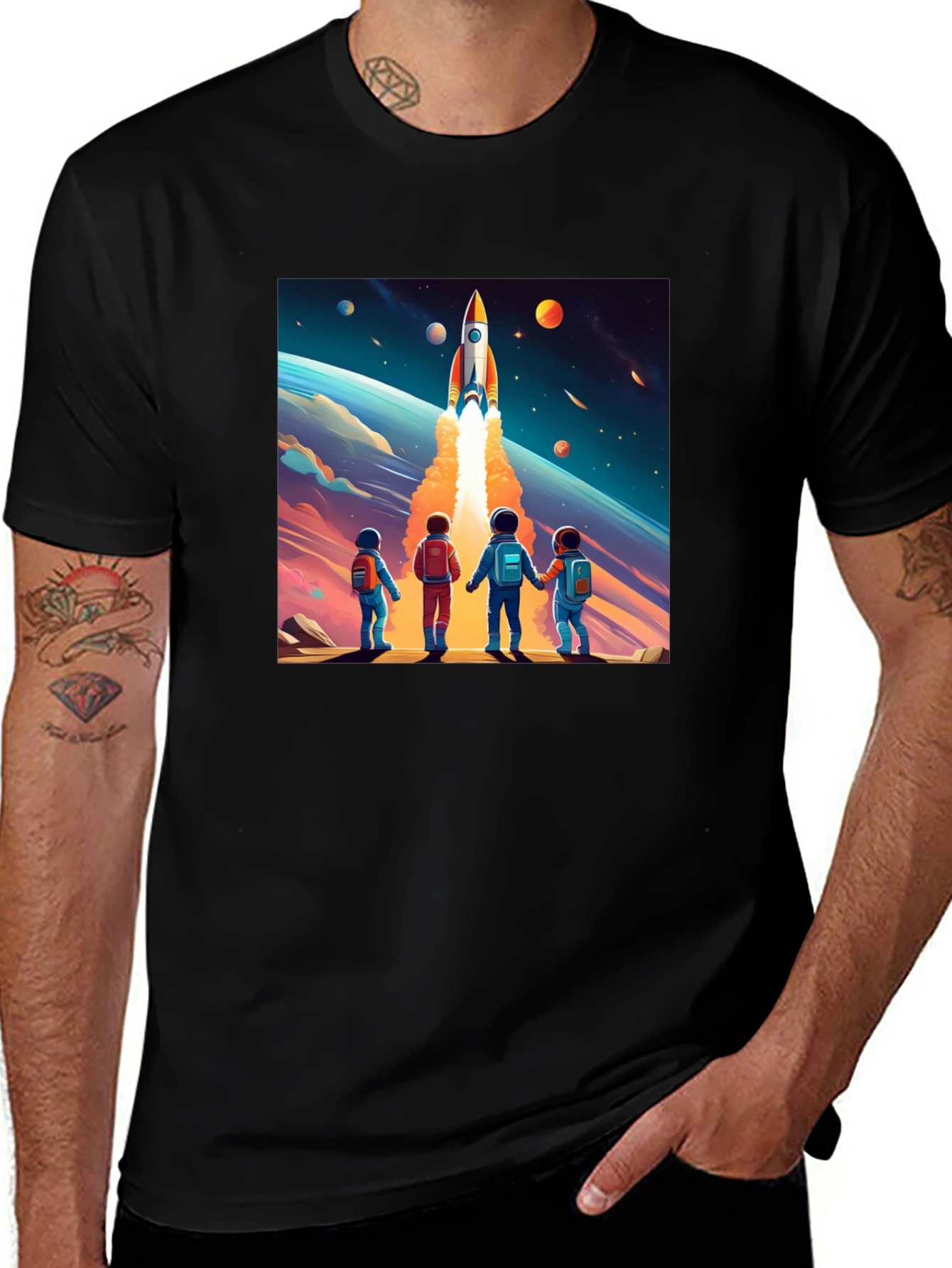 Variant 17 of Space Explorers Graphic Tee - Black