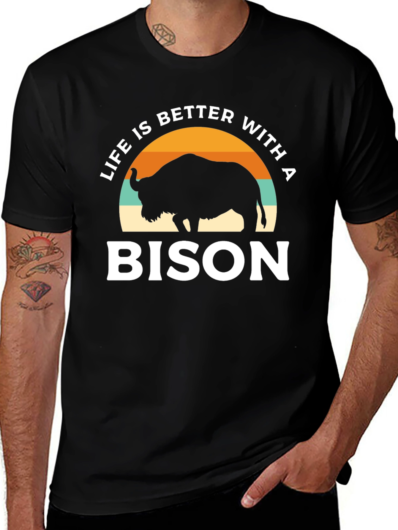 Variant 29 of Life is Better With a Bison Graphic Tee