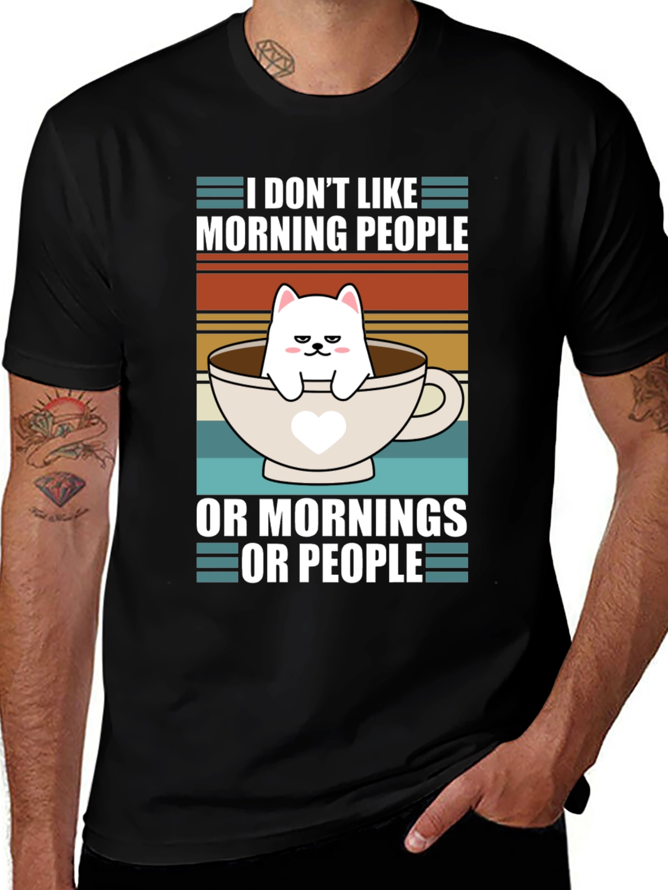 Variant 25 of Funny I Don't Like Morning People Cat T-Shirt
