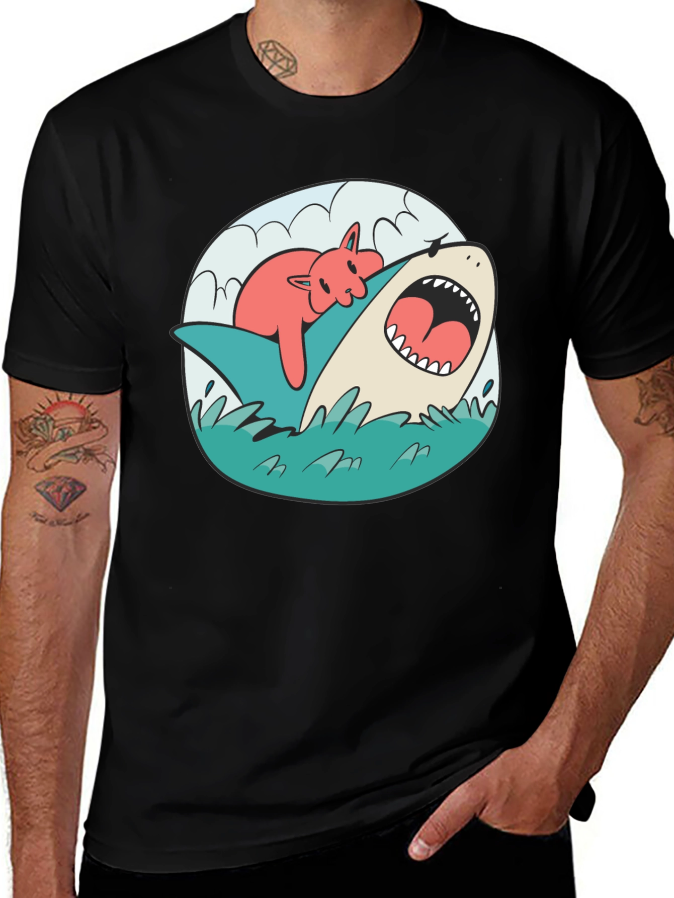 Variant 29 of Cat Nap Shark T-Shirt - Funny Graphic Tee
