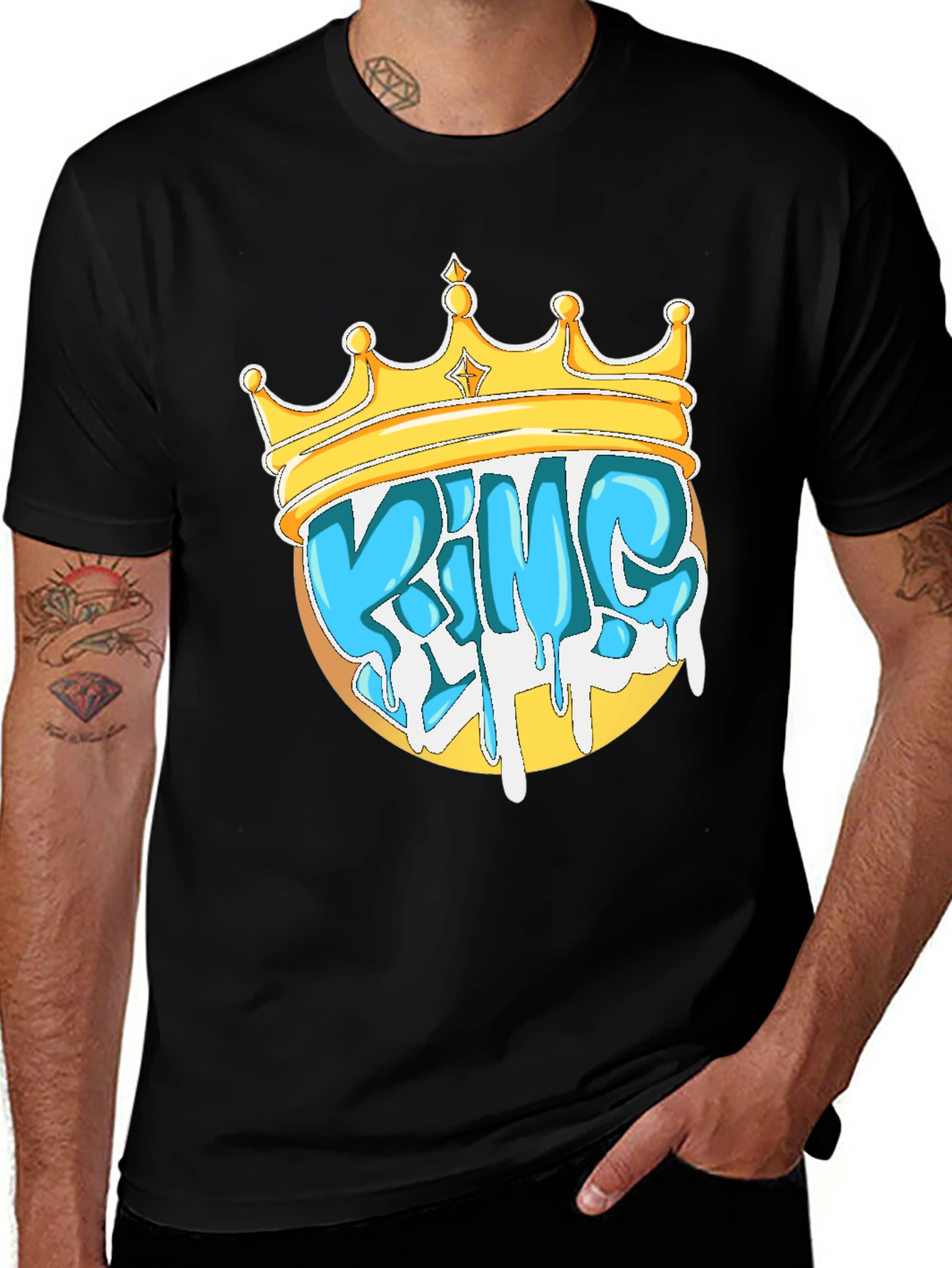 Black King Crown Graphic Tee - Stylish Men's Black T-Shirt main image