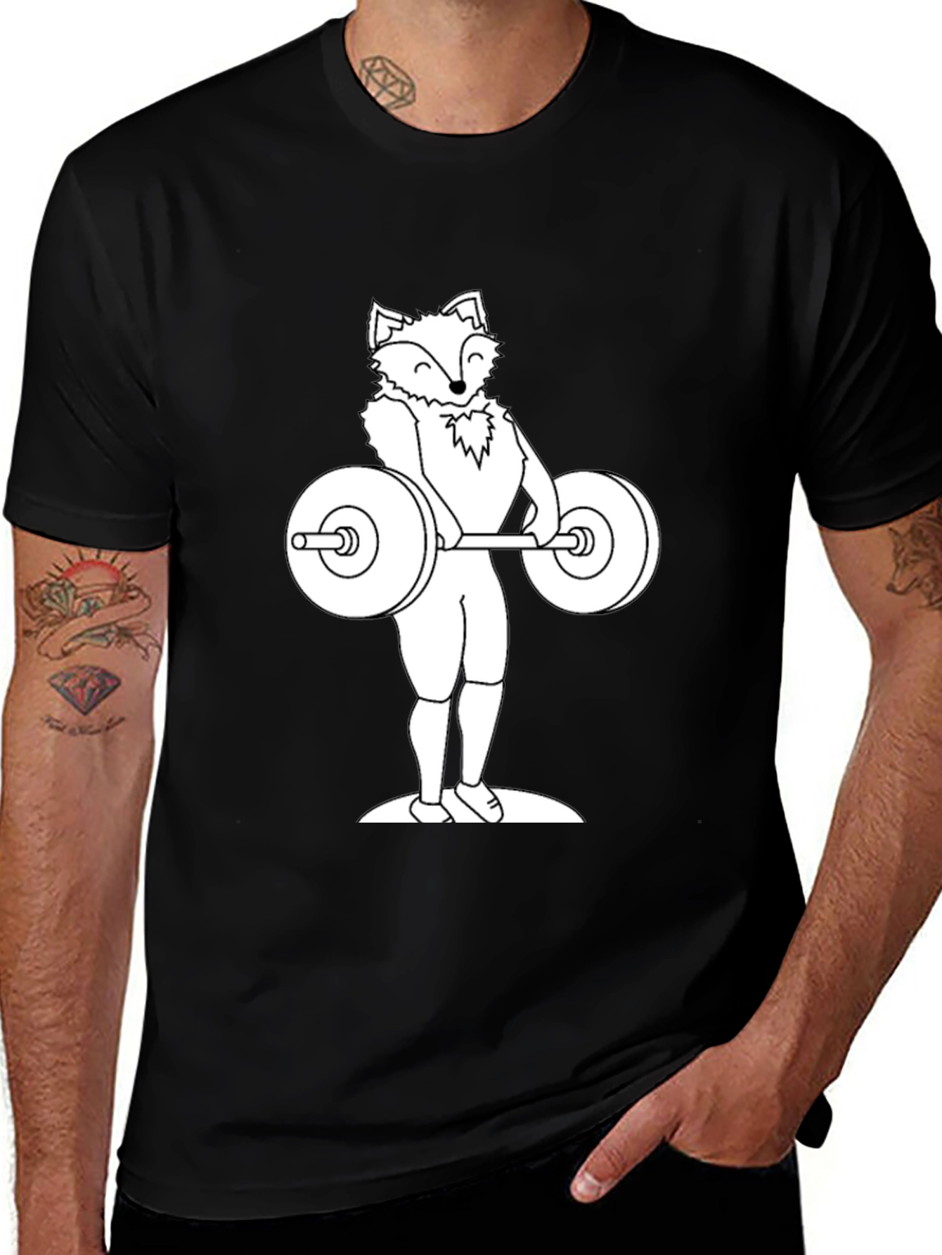 Variant 18 of Fox Lifting Weights Graphic Tee - Black T-Shirt