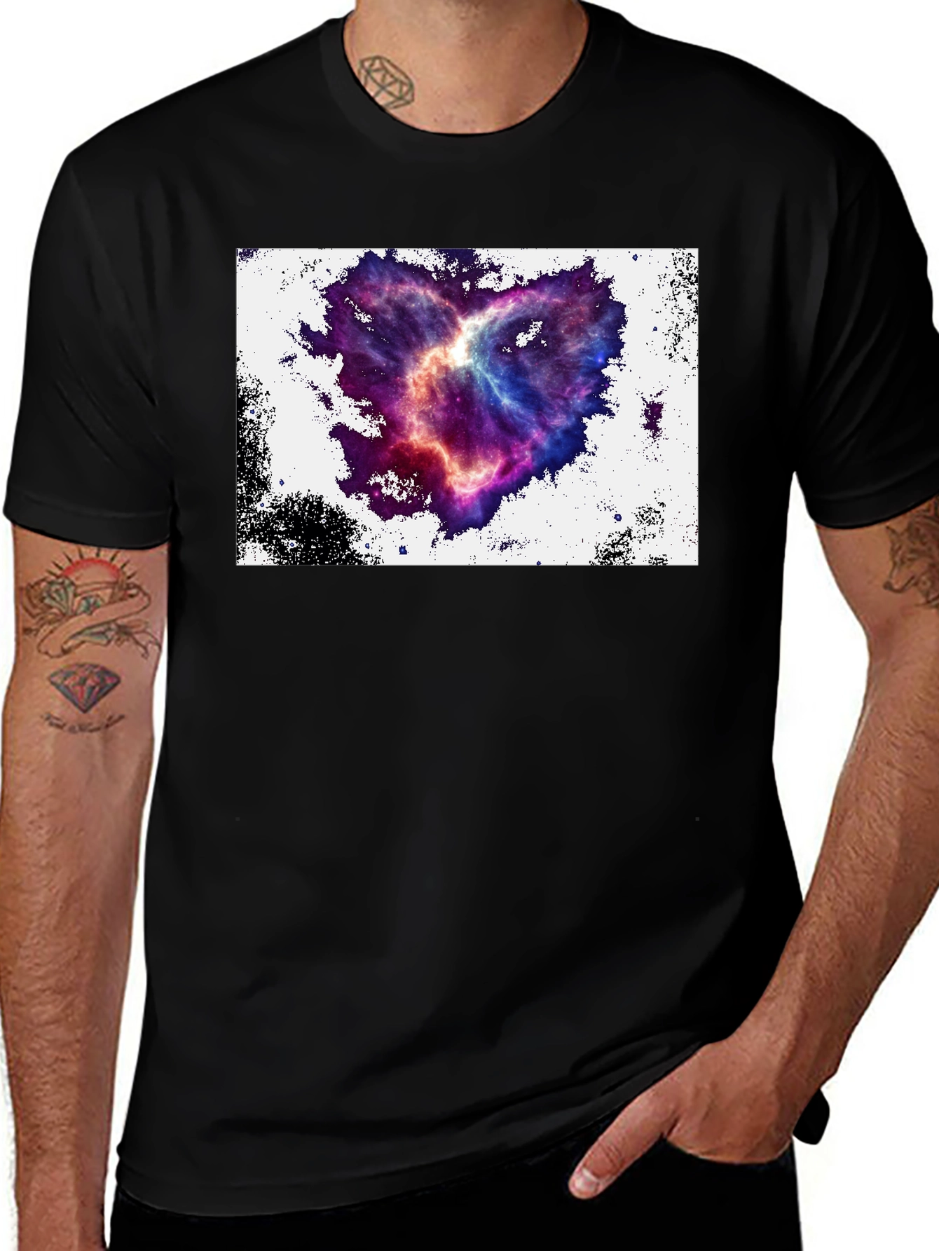 Variant 22 of Nebula Heart Graphic Tee - Black Cotton Blend