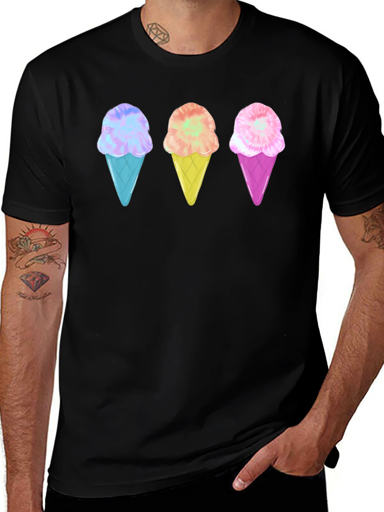 Variant 11 of Ice Cream Cone Graphic Tee - Black Unisex T-Shirt