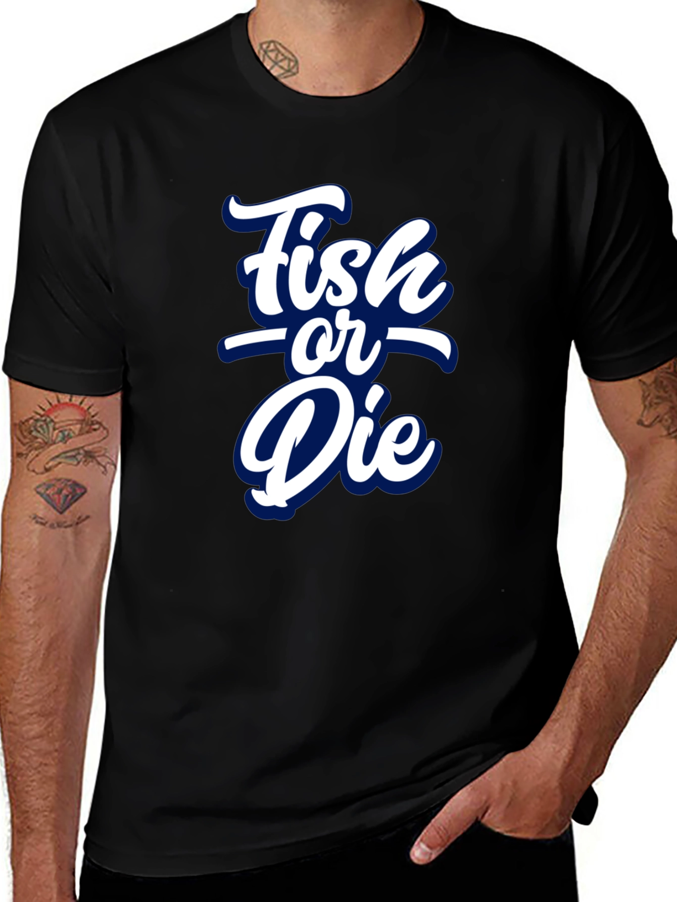 Variant 11 of Fish or Die Graphic Tee - Black Casual T-Shirt