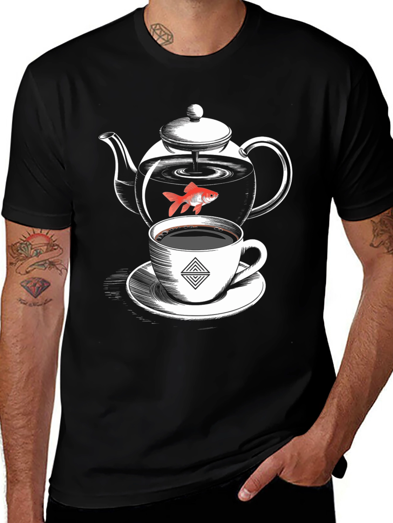Variant 11 of Teapot Fish Coffee T-Shirt