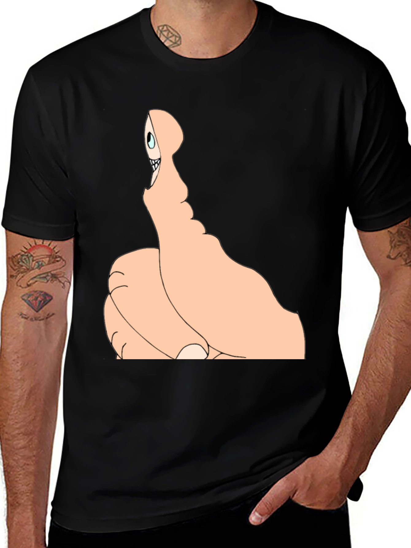 Variant 11 of Thumbs Up Skeleton Black T-Shirt