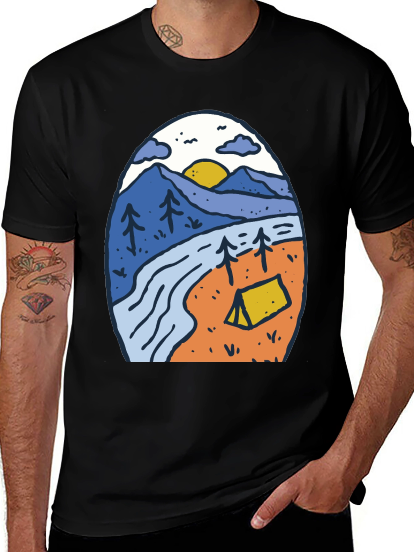 Variant 2 of Outdoor Adventure T-Shirt - Nature Camping Scene