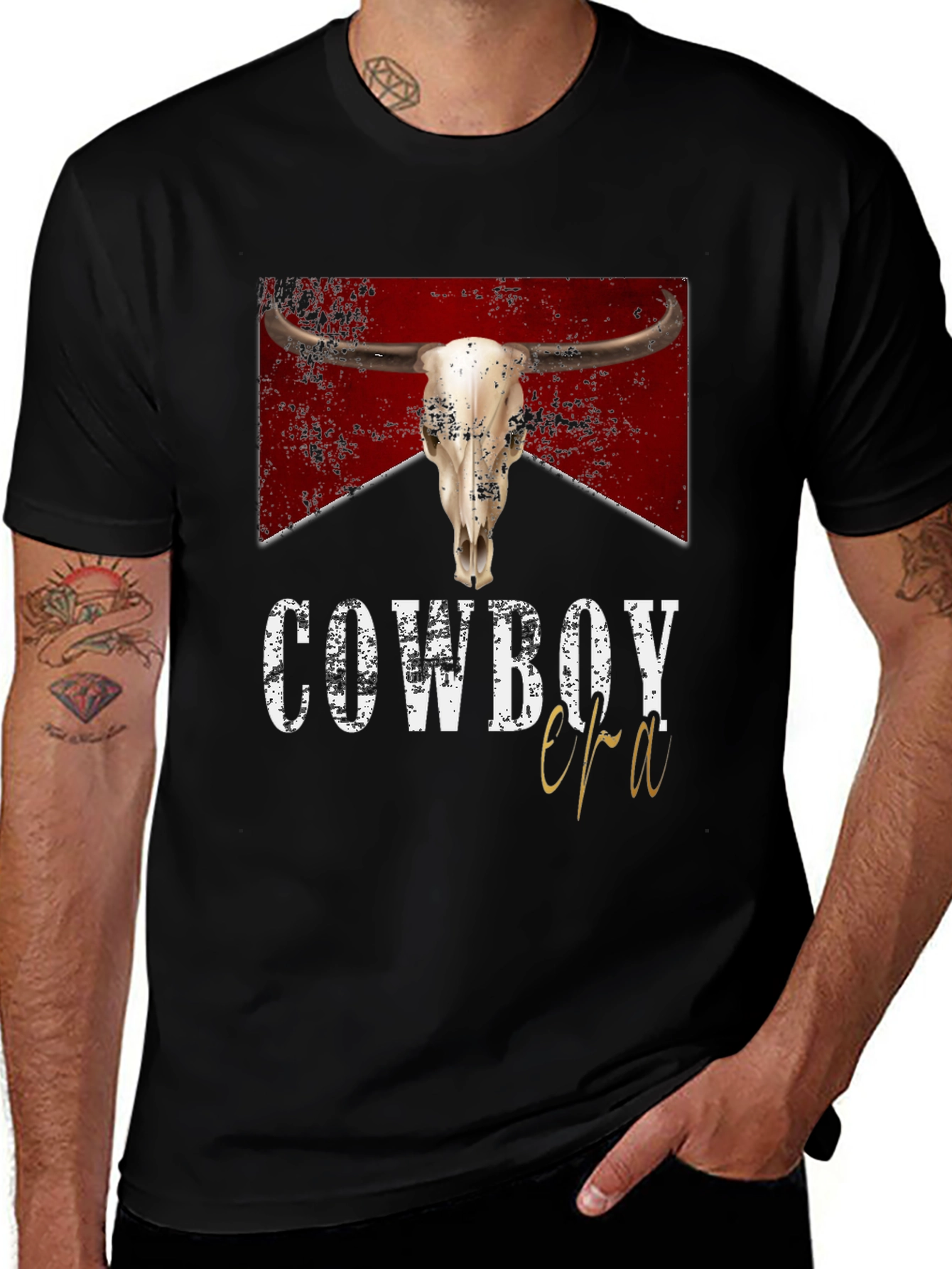 Variant 5 of Cowboy Era Graphic Tee - Western Style Black T-Shirt