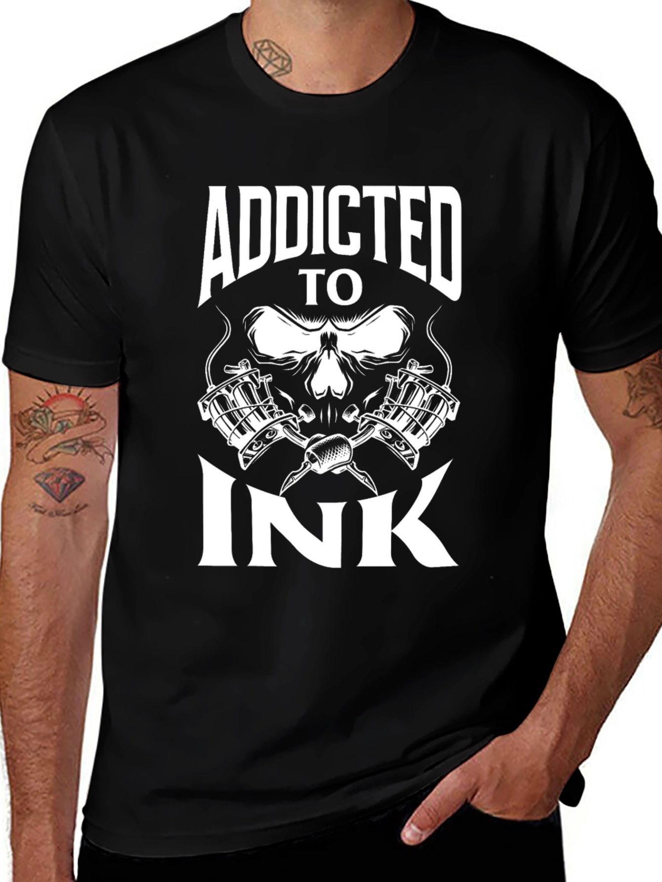 Variant 19 of Addicted To Ink Skull Tattoo Artist Black T-Shirt