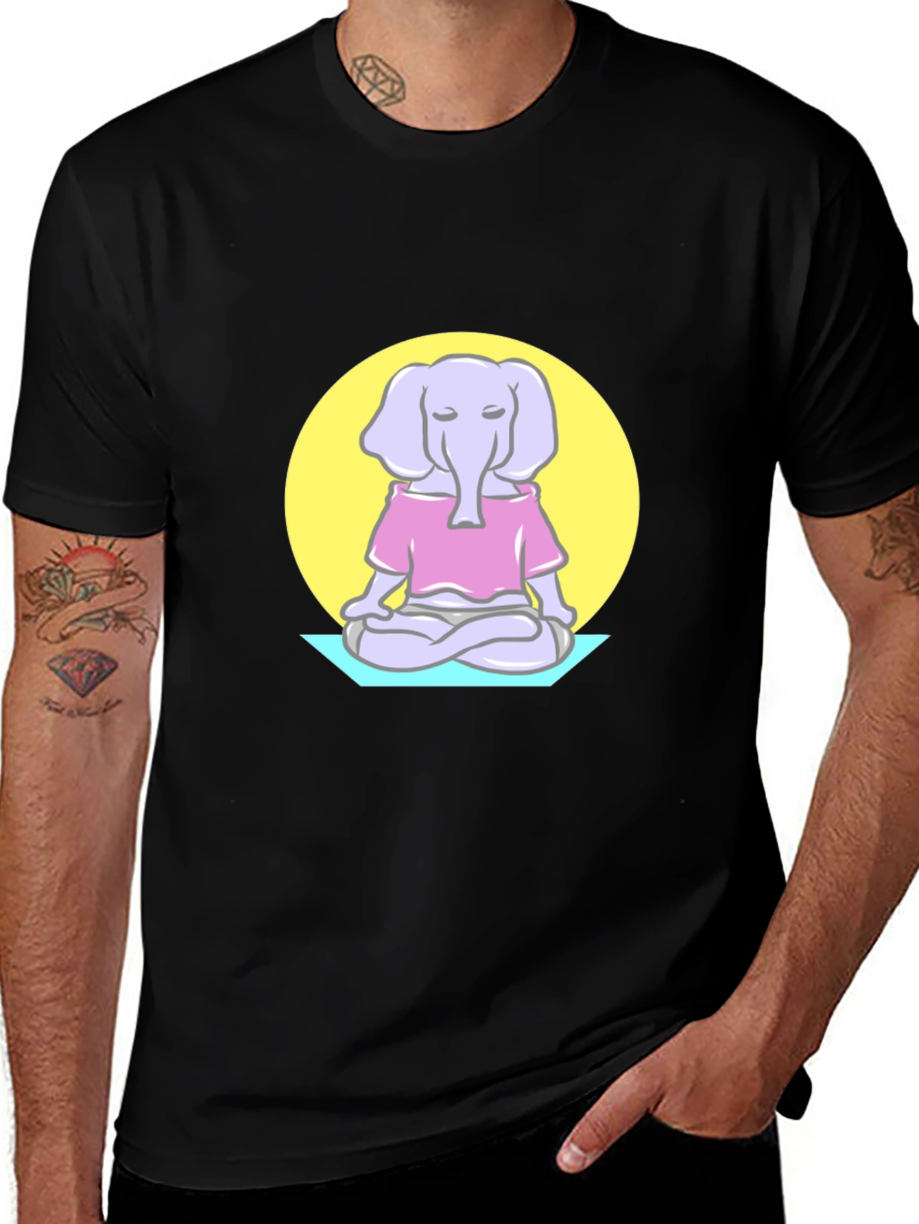 Variant 6 of Zen Elephant T-Shirt - Meditating Animal Graphic Tee