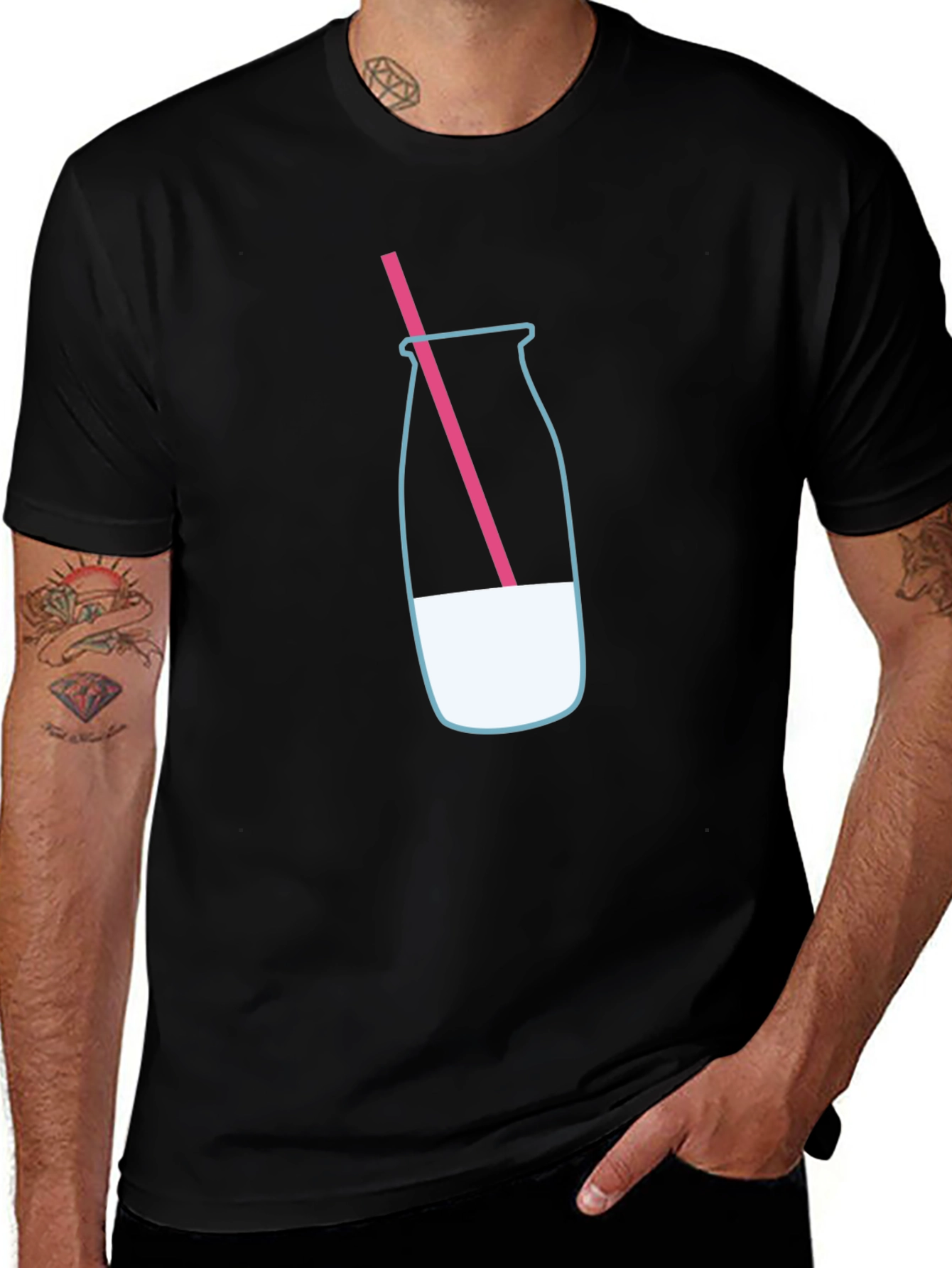 Milk Bottle Graphic Tee - Black T-Shirt