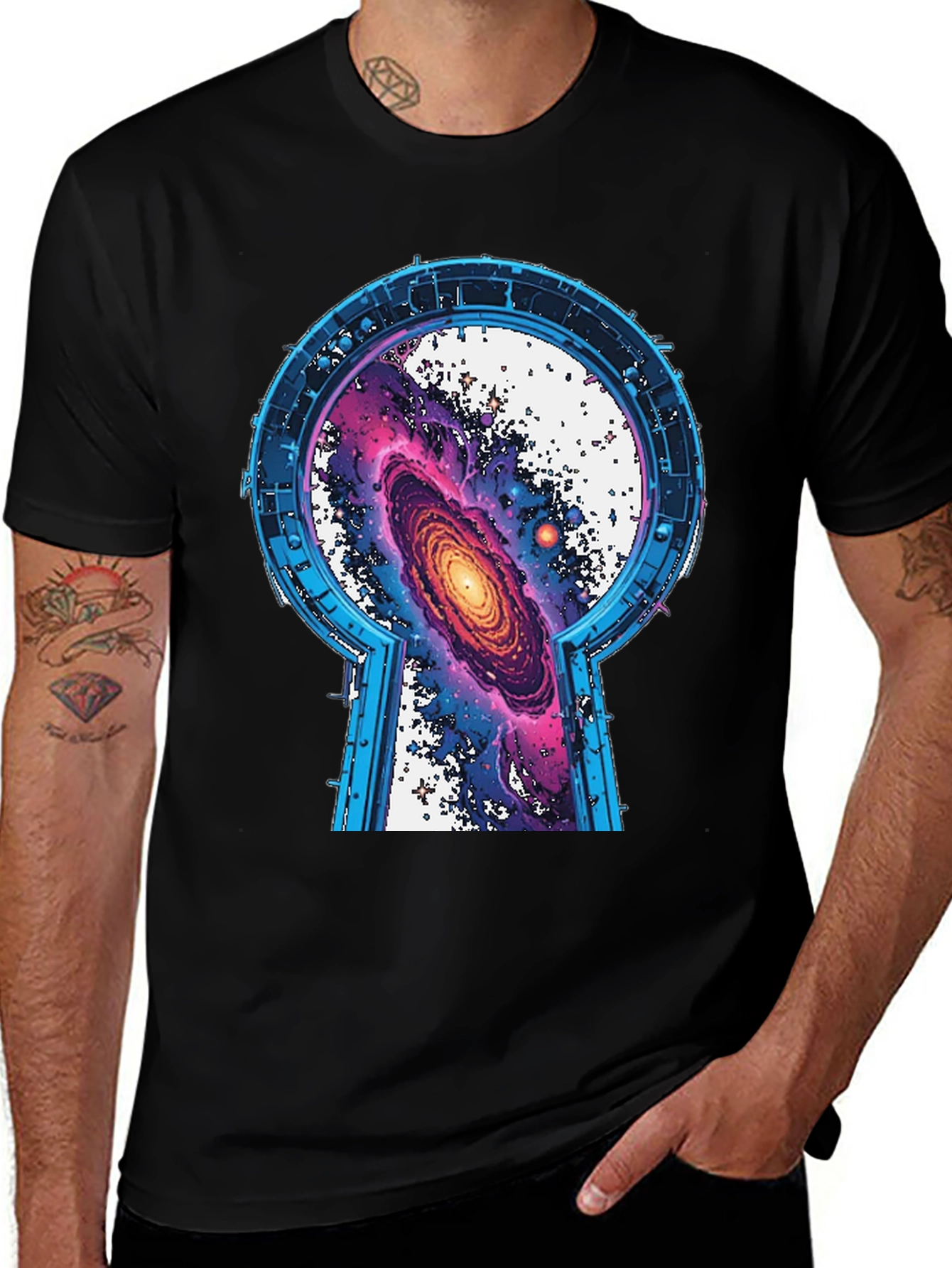 Variant 27 of Galaxy Keyhole Graphic Tee - Unisex Black T-Shirt
