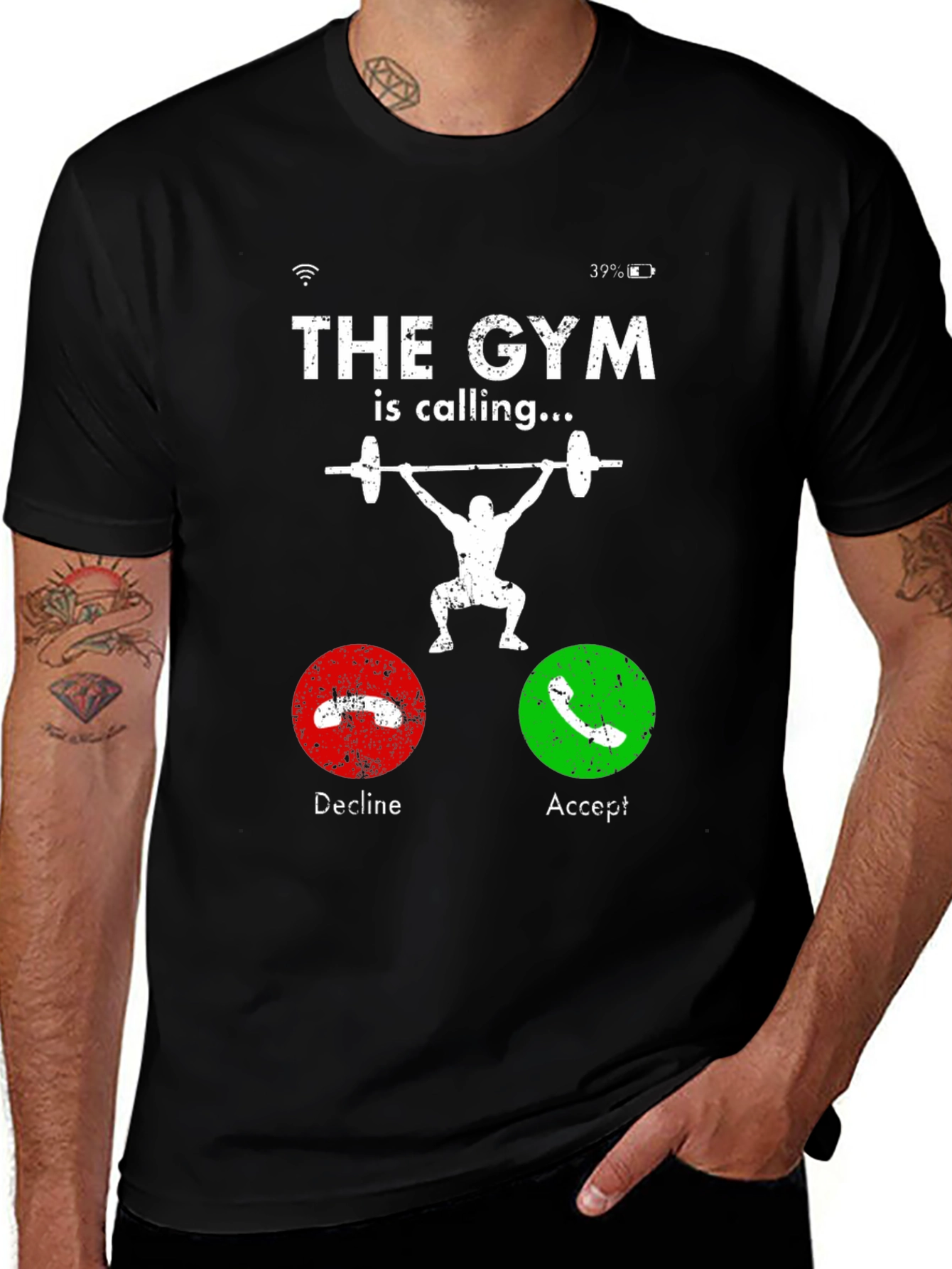 Variant 24 of The Gym is Calling Men's T-Shirt Fitness Workout Tee