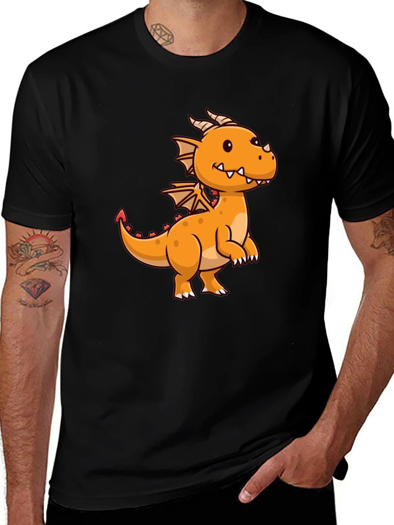 Variant 18 of Dragon Graphic Tee - Black Cotton T-Shirt