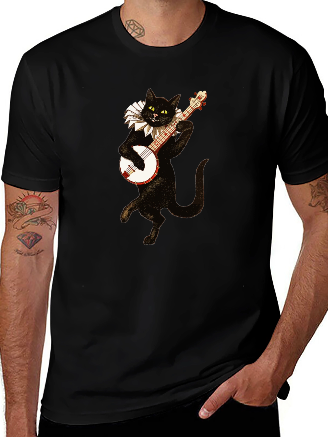 Variant 30 of Cat Playing Banjo T-Shirt - Whimsical Graphic Tee