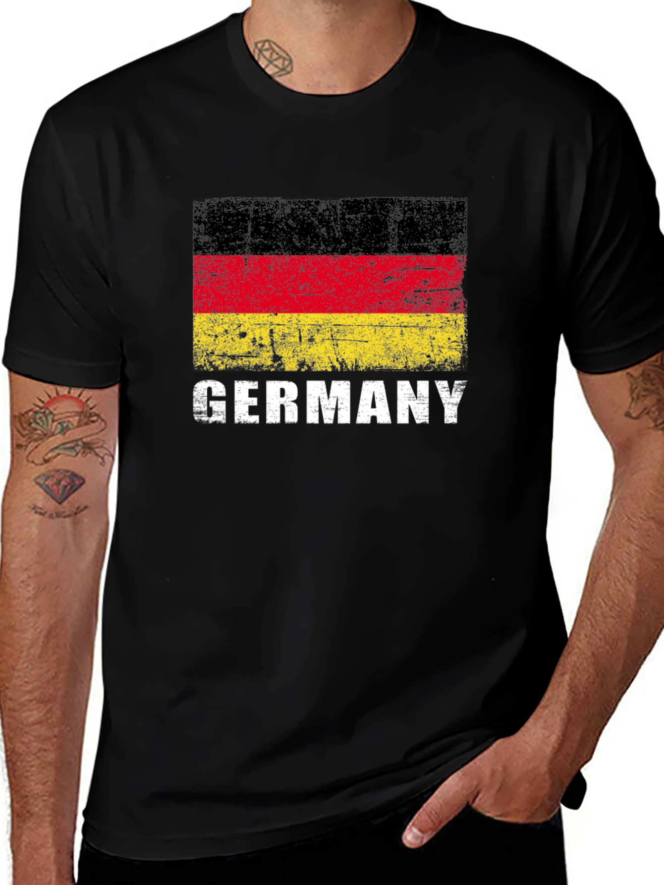 Germany Flag Graphic Tee - Black Cotton T-Shirt