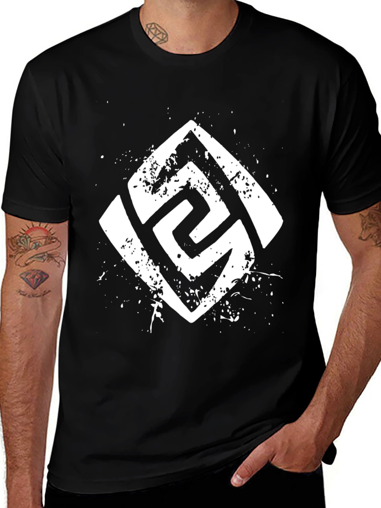 Variant 6 of Abstract Graphic Print Black Tee