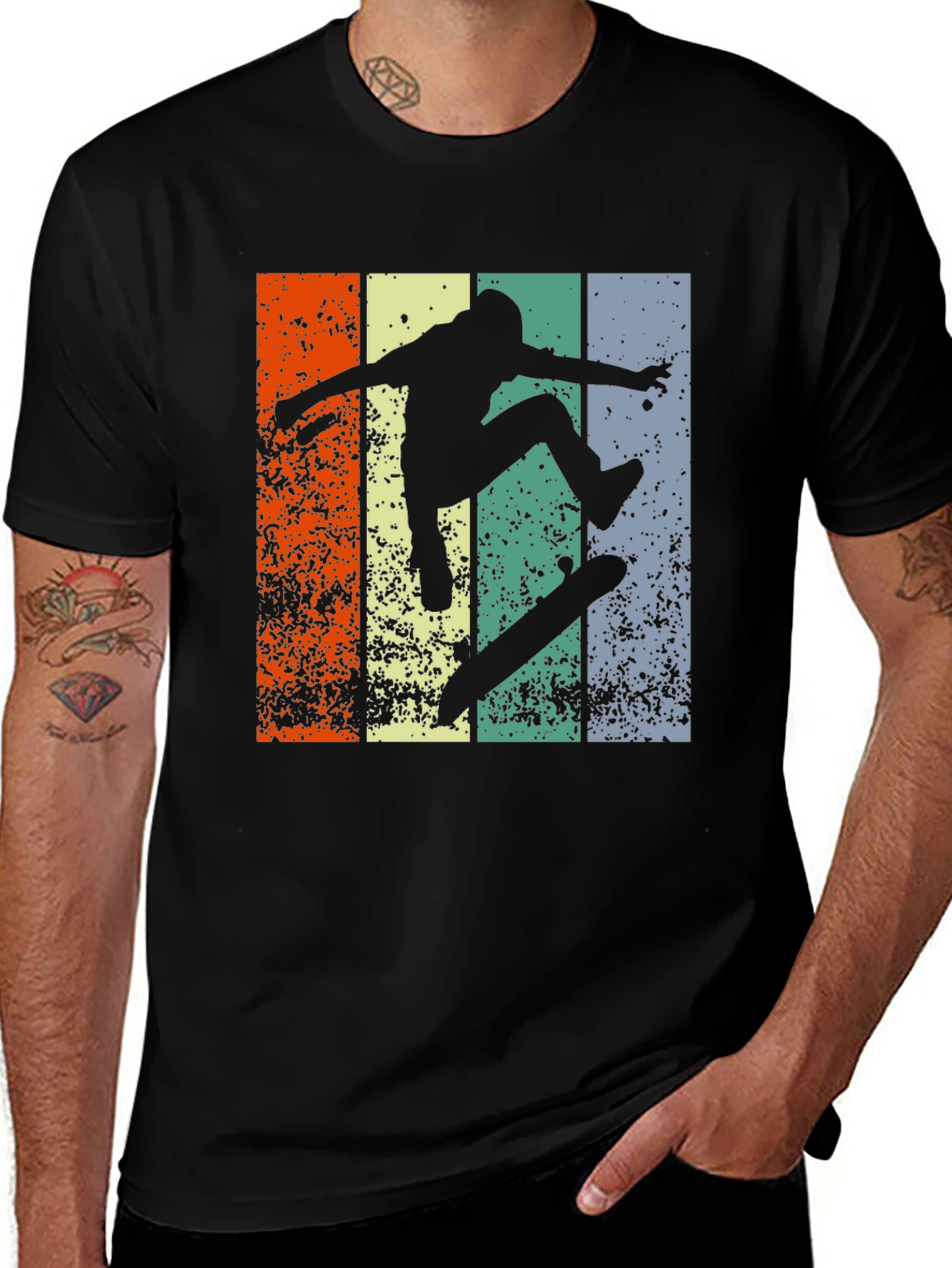 Variant 20 of Skateboard Silhouette T-Shirt - Retro Style