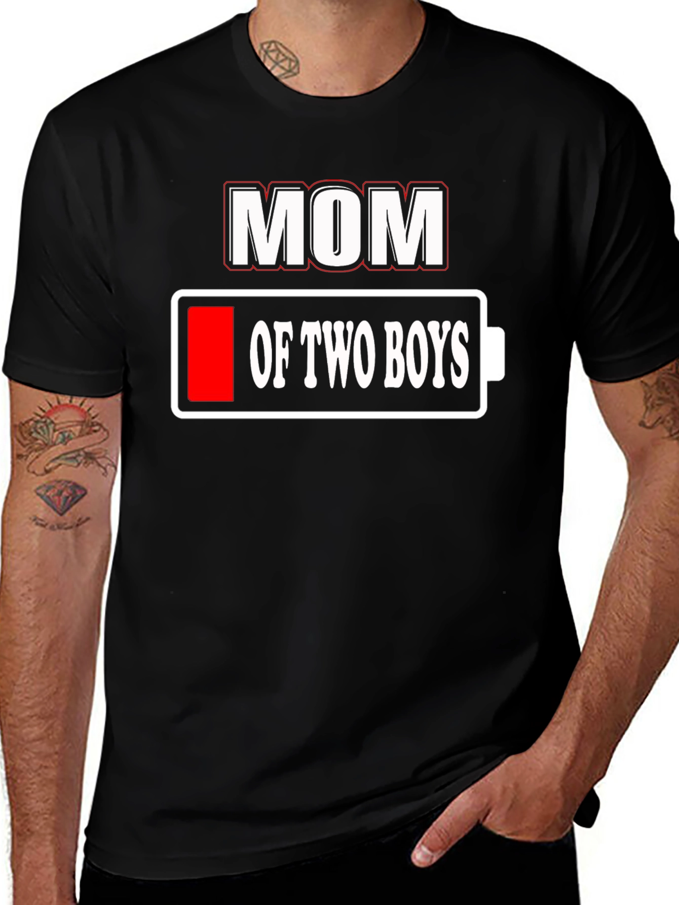 Variant 30 of Mom of Two Boys T-Shirt - Low Battery 