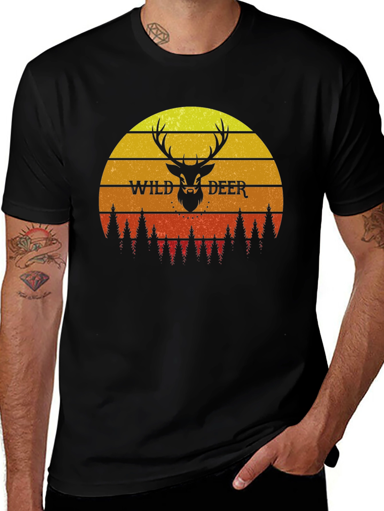 Variant 6 of Wild Deer Sunset Graphic T-Shirt - Nature Lover Tee