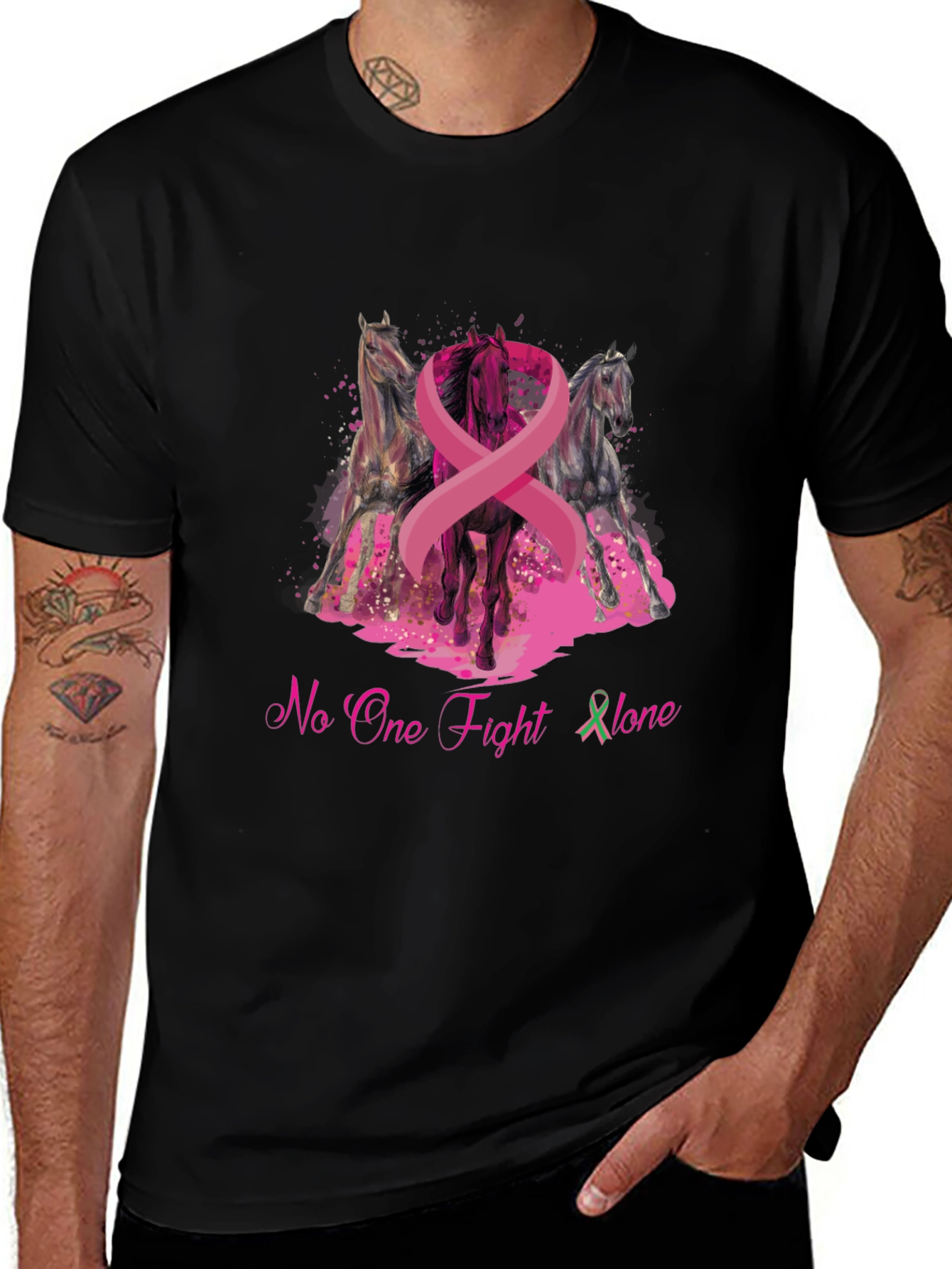 Variant 28 of Horse & Breast Cancer Awareness Graphic T-Shirt
