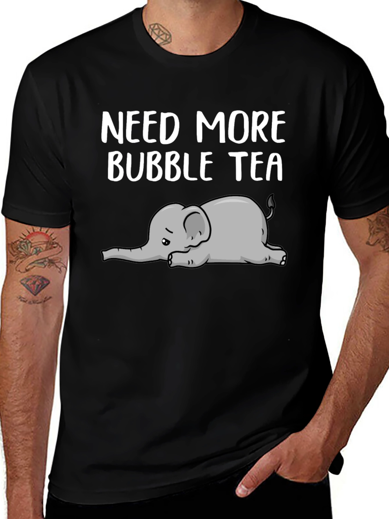 Variant 11 of Need More Bubble Tea Elephant Graphic T-Shirt