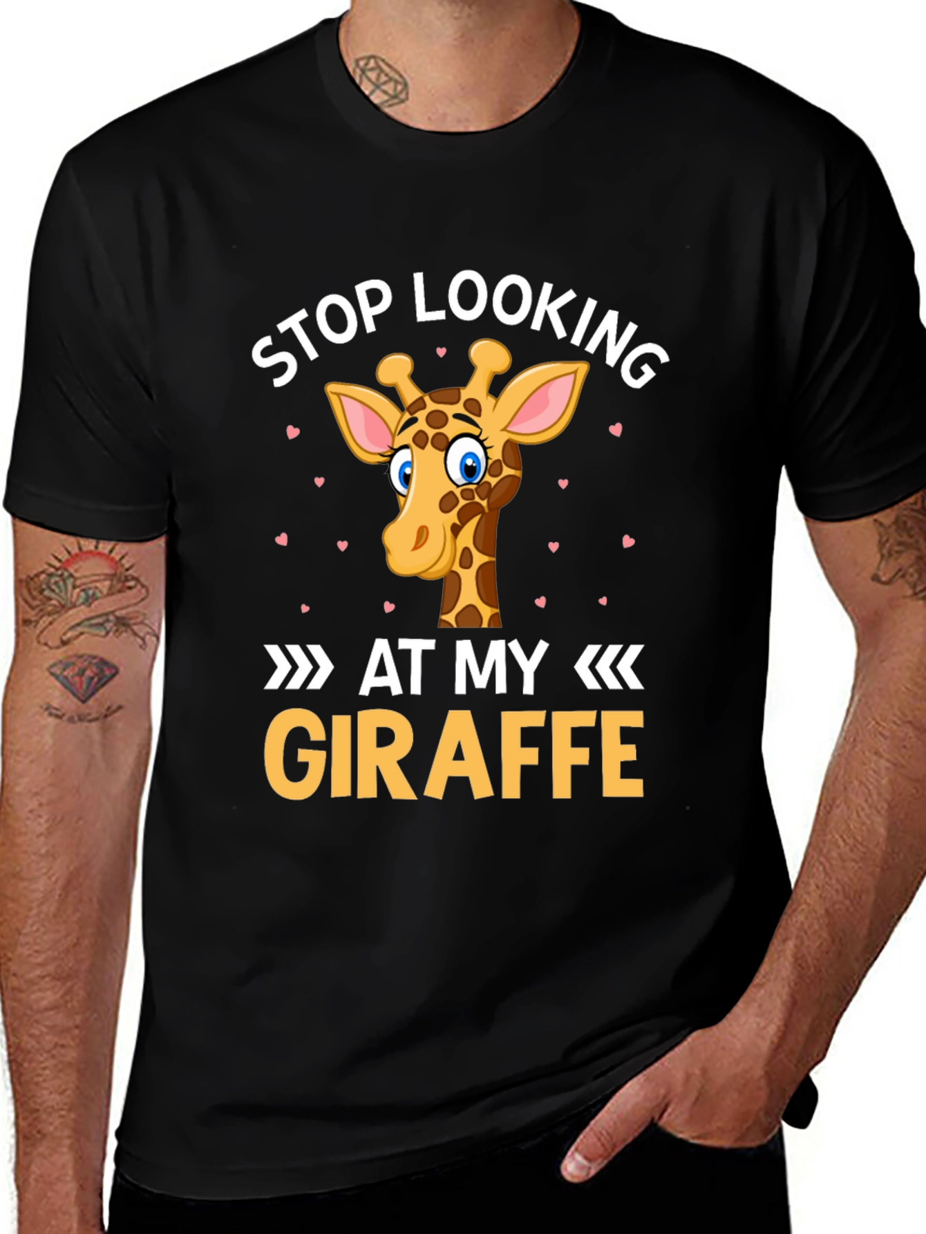Variant 20 of Stop Looking At My Giraffe Black T-Shirt