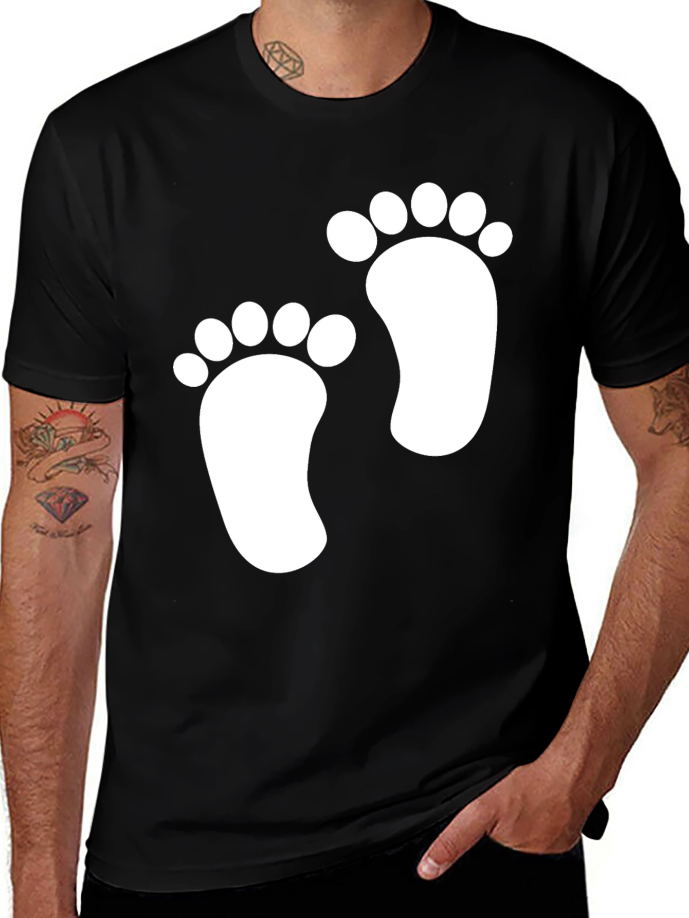 Variant 7 of Baby Feet Print Black T-Shirt