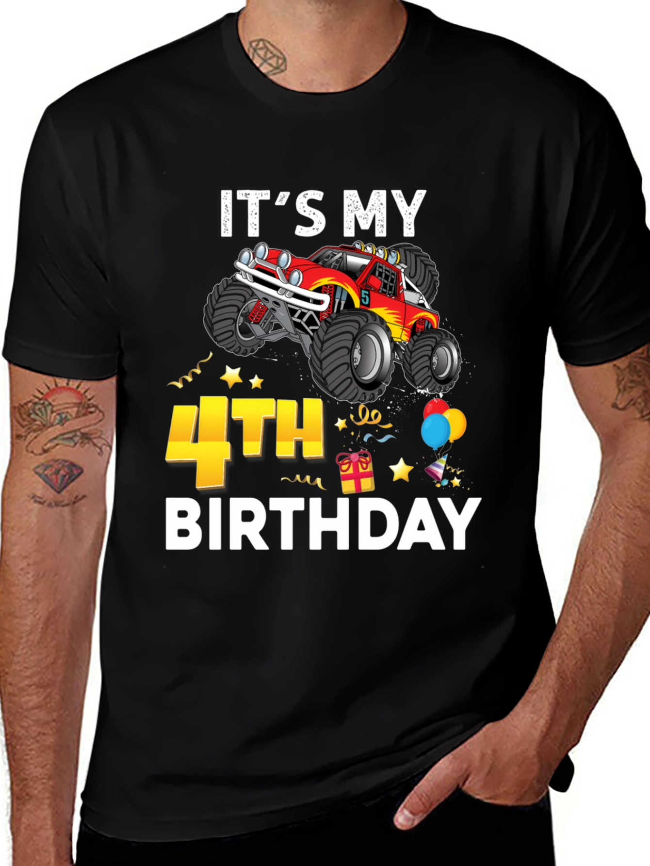 Variant 10 of It's My 4th Birthday Monster Truck T-Shirt