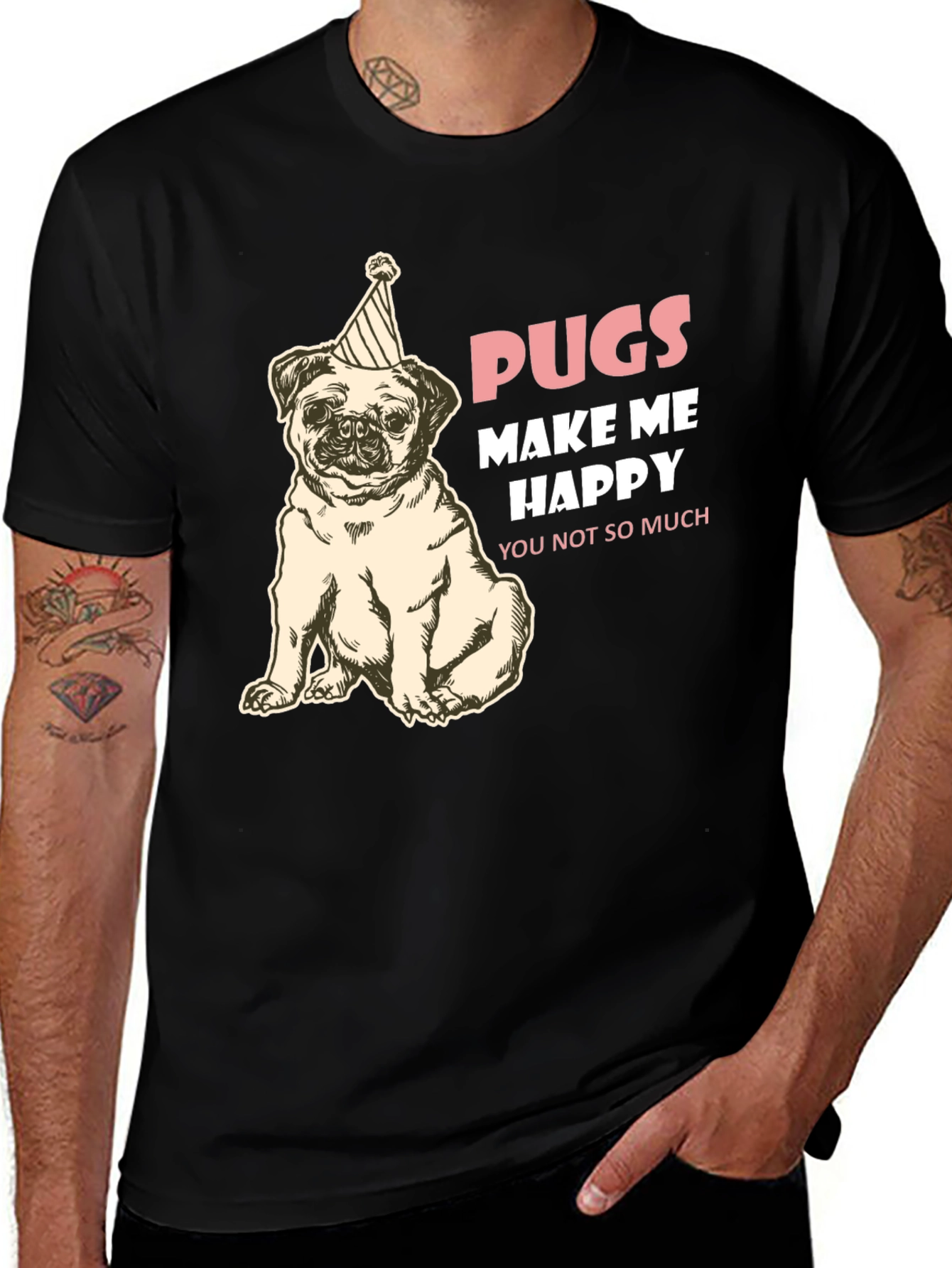 Variant 19 of Pugs Make Me Happy Graphic Tee