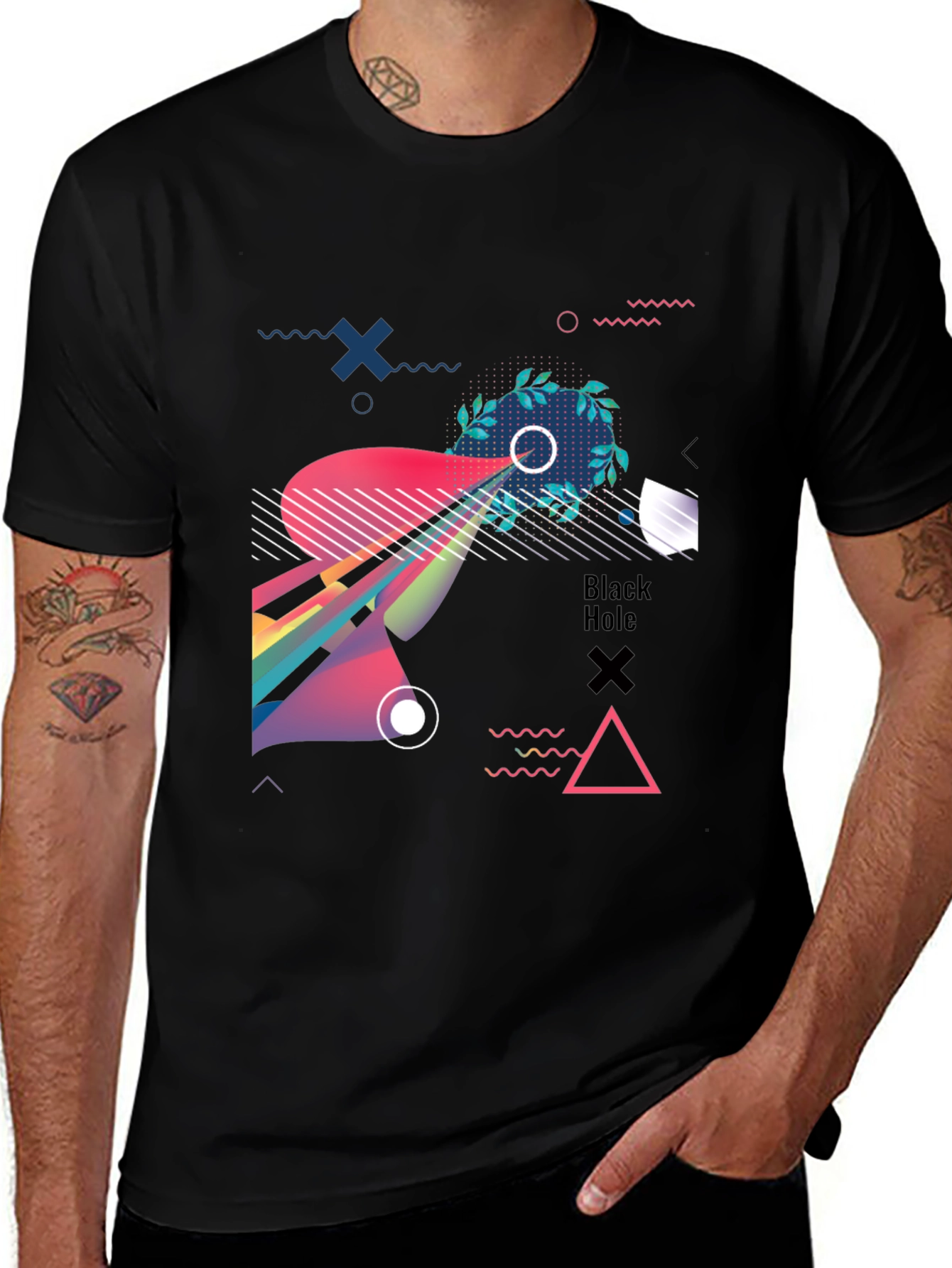 Variant 30 of Geometric Black Hole Graphic Tee