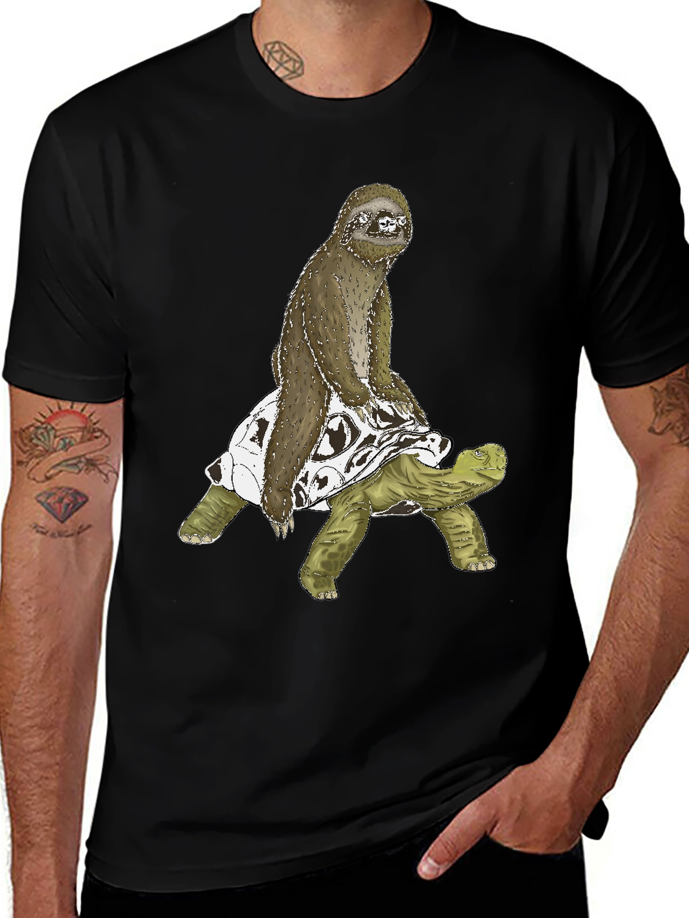 Variant 2 of Sloth Riding Turtle Graphic Tee
