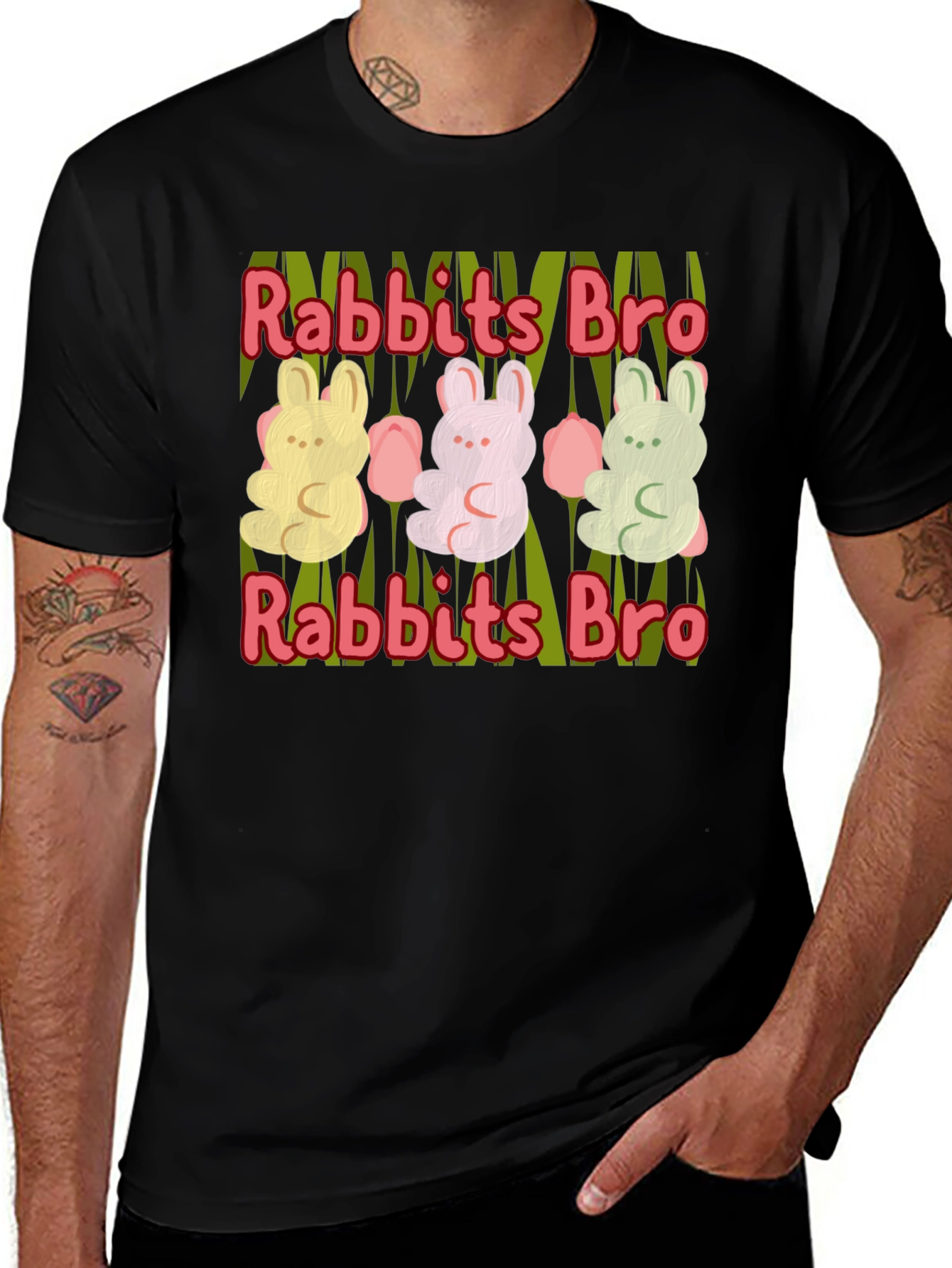 Variant 13 of Rabbits Bro Graphic Tee - Unique Novelty T-Shirt