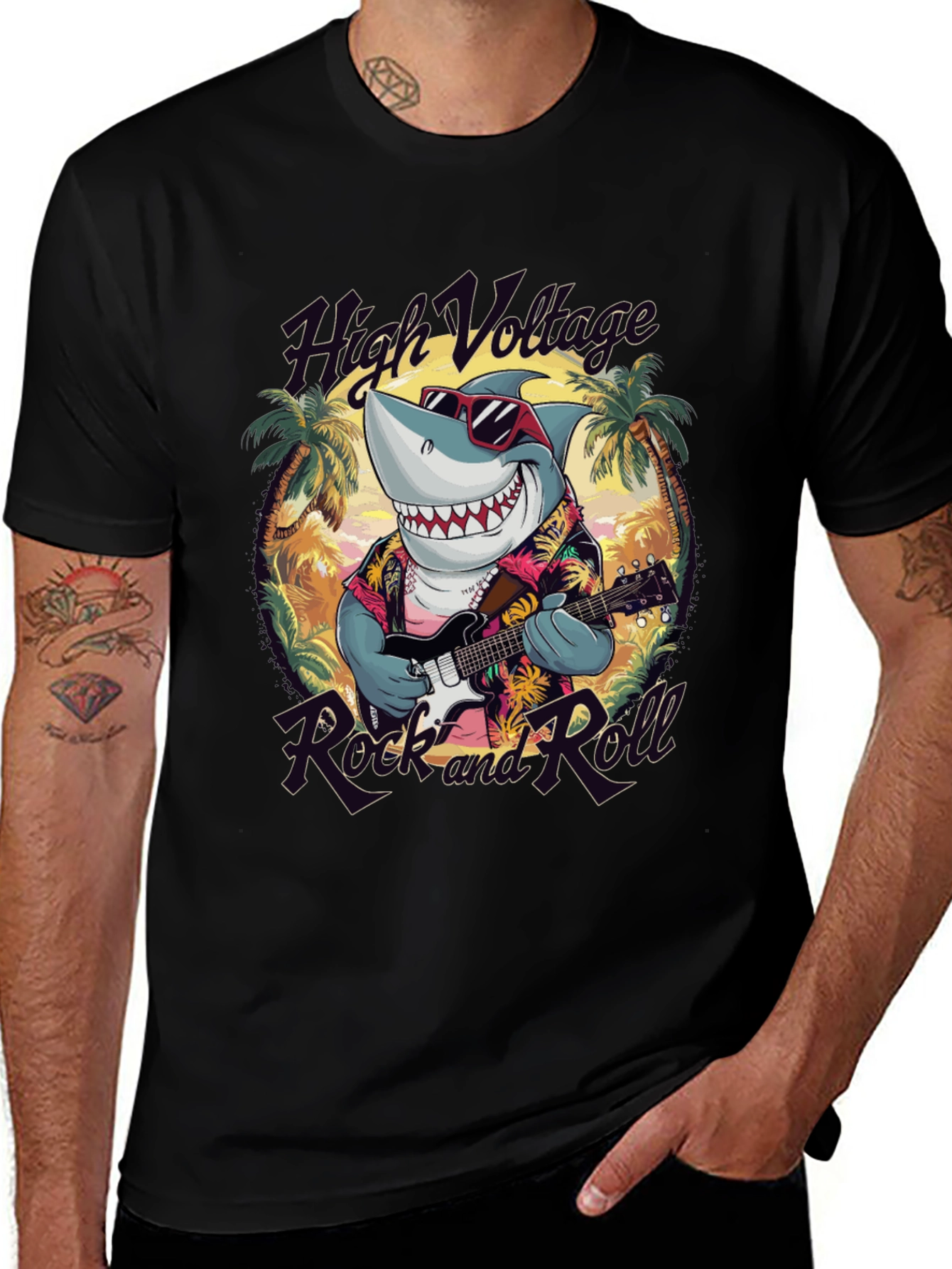 Variant 25 of Rock and Roll Shark T-Shirt