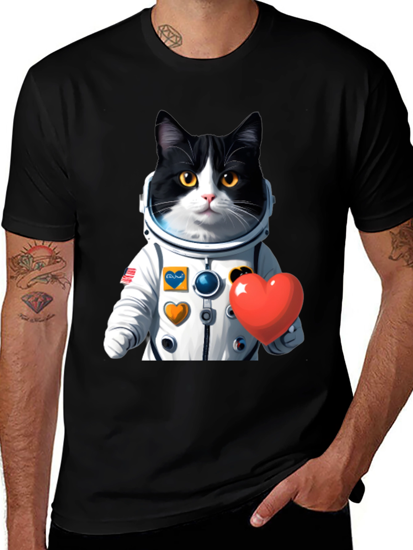 Variant 15 of Cat Astronaut with Heart T-Shirt