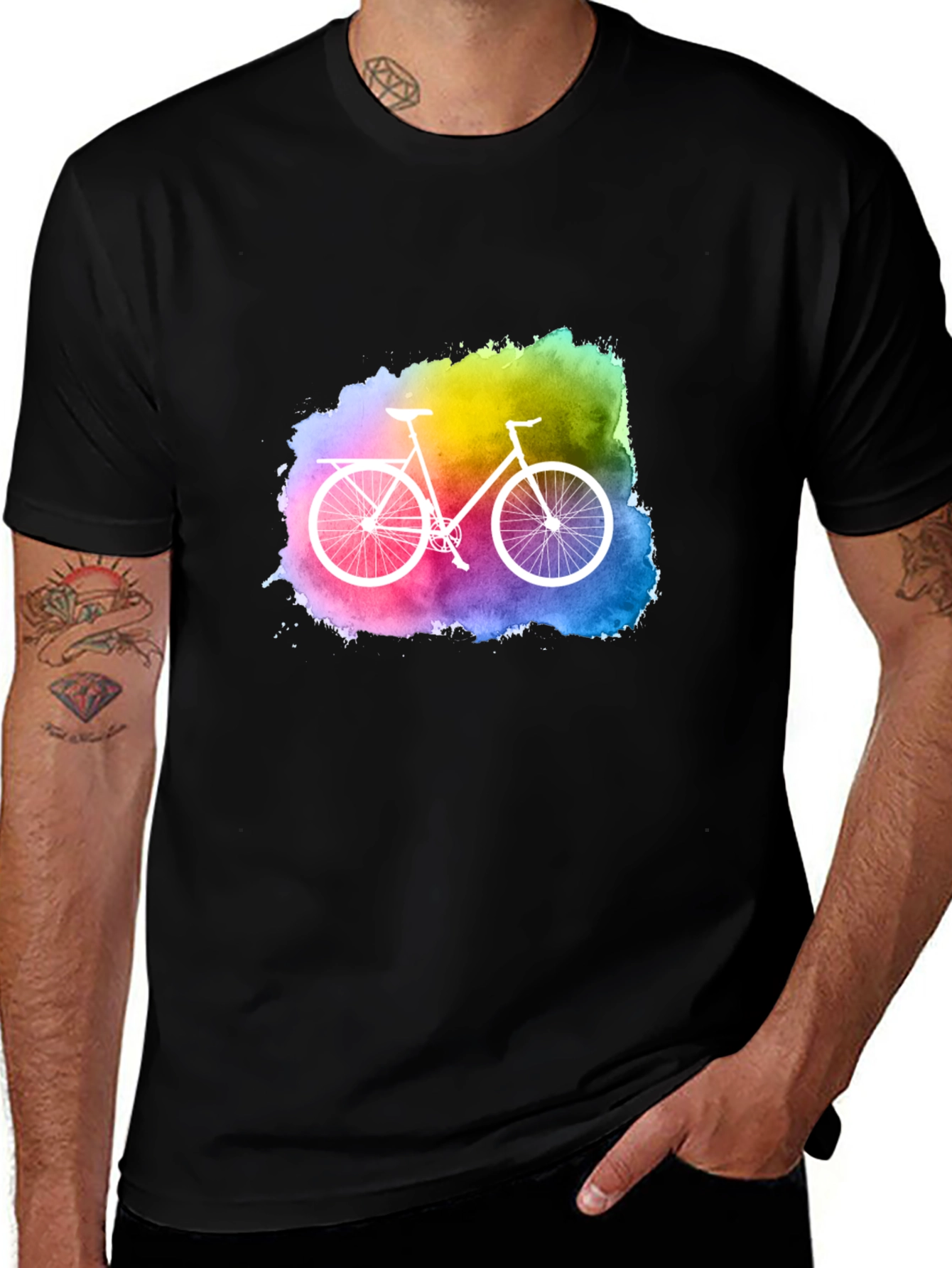 Black Watercolor Bike Graphic Tee - Unique Style main image