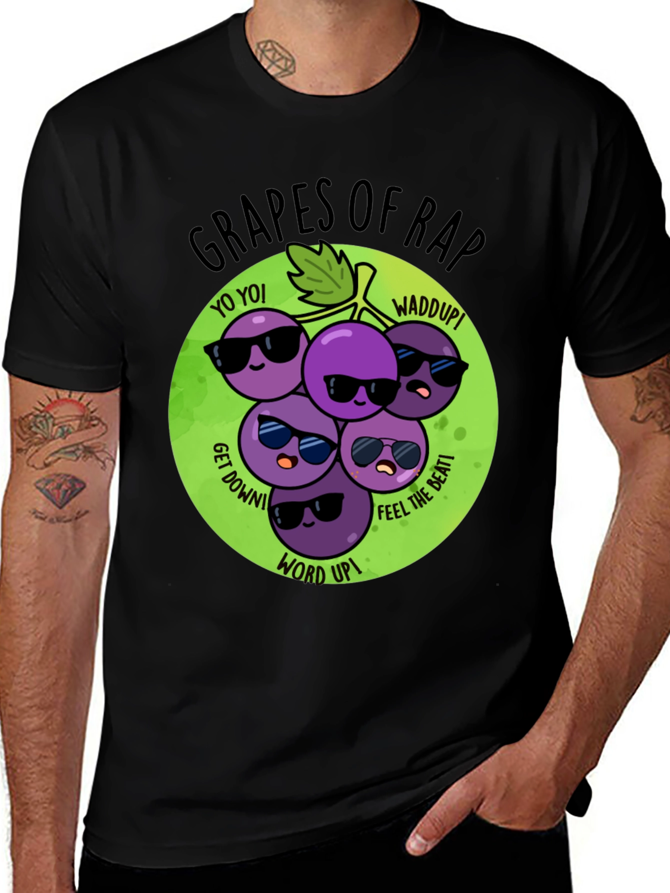 Variant 9 of Grapes of Rap T-Shirt - Cool Cartoon Grape Bunch