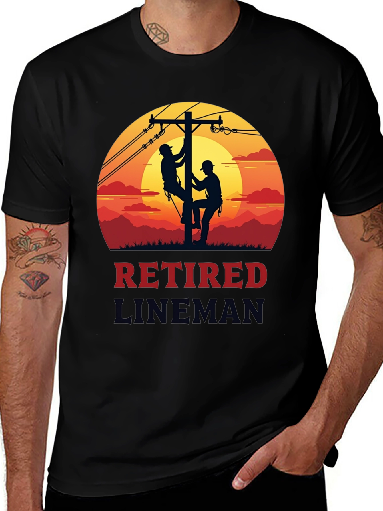 Variant 26 of Retired Lineman T-Shirt - Electrician Graphic Tee