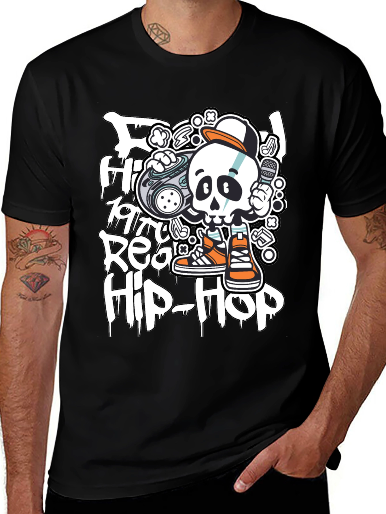 Variant 19 of Real Hip-Hop Skeleton Graphic T-Shirt