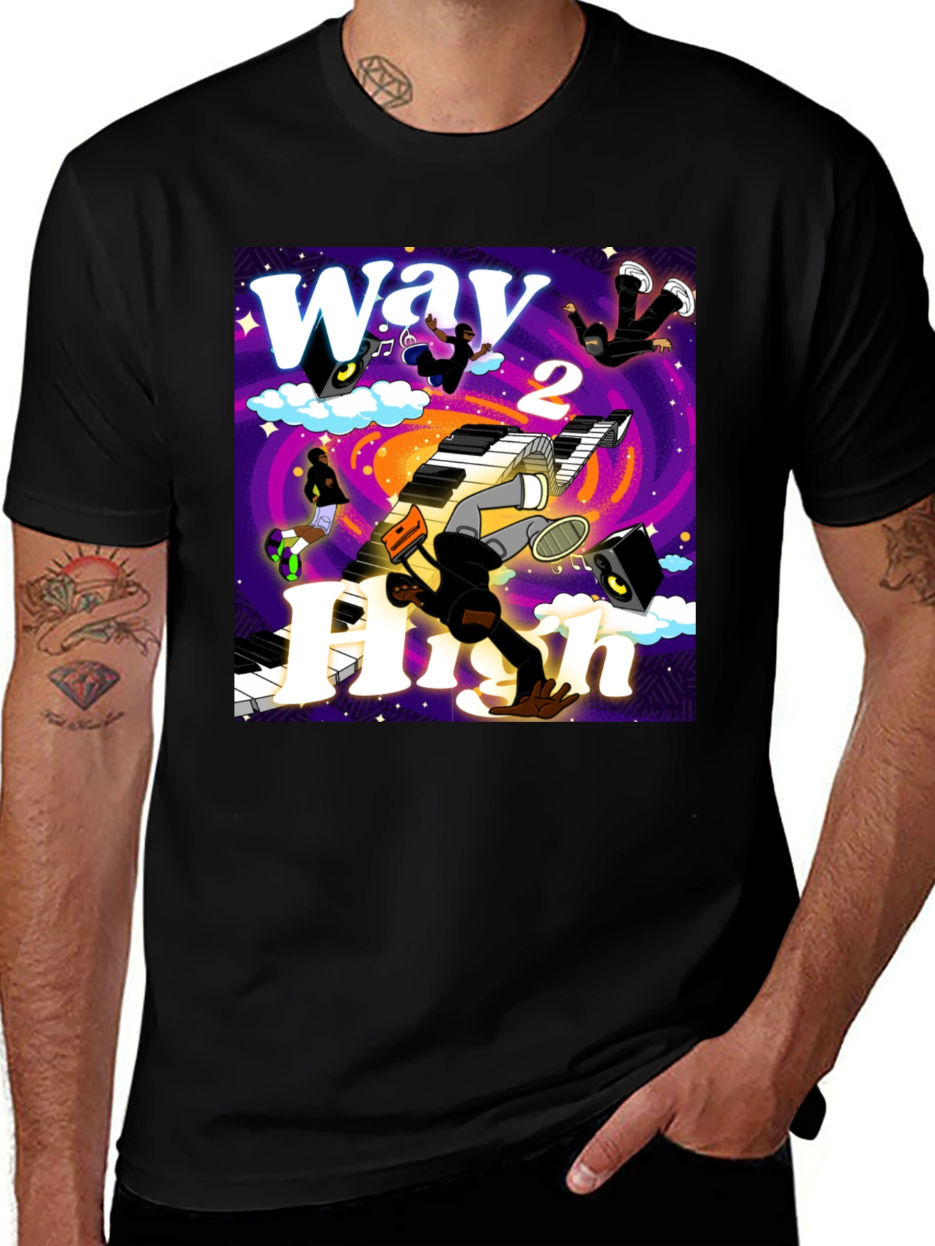 Variant 30 of Way 2 High Graphic Print Black Tee