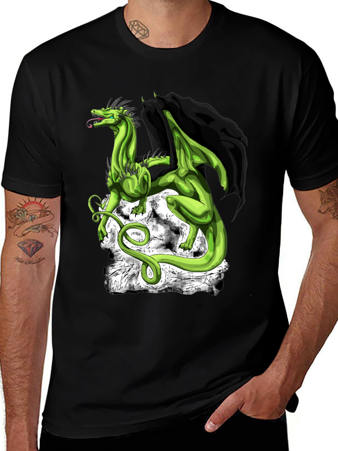 Variant 11 of Dragon Graphic Tee - Black Cotton Shirt