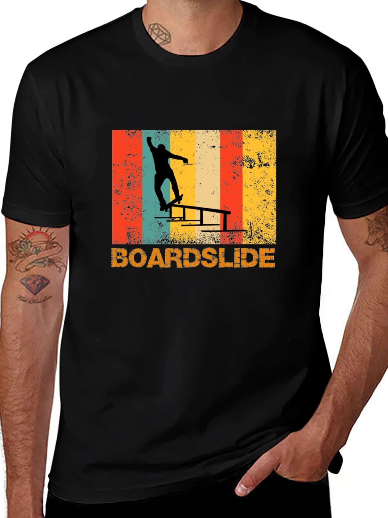 Variant 4 of Retro Boardslide Skateboard T-Shirt - Black