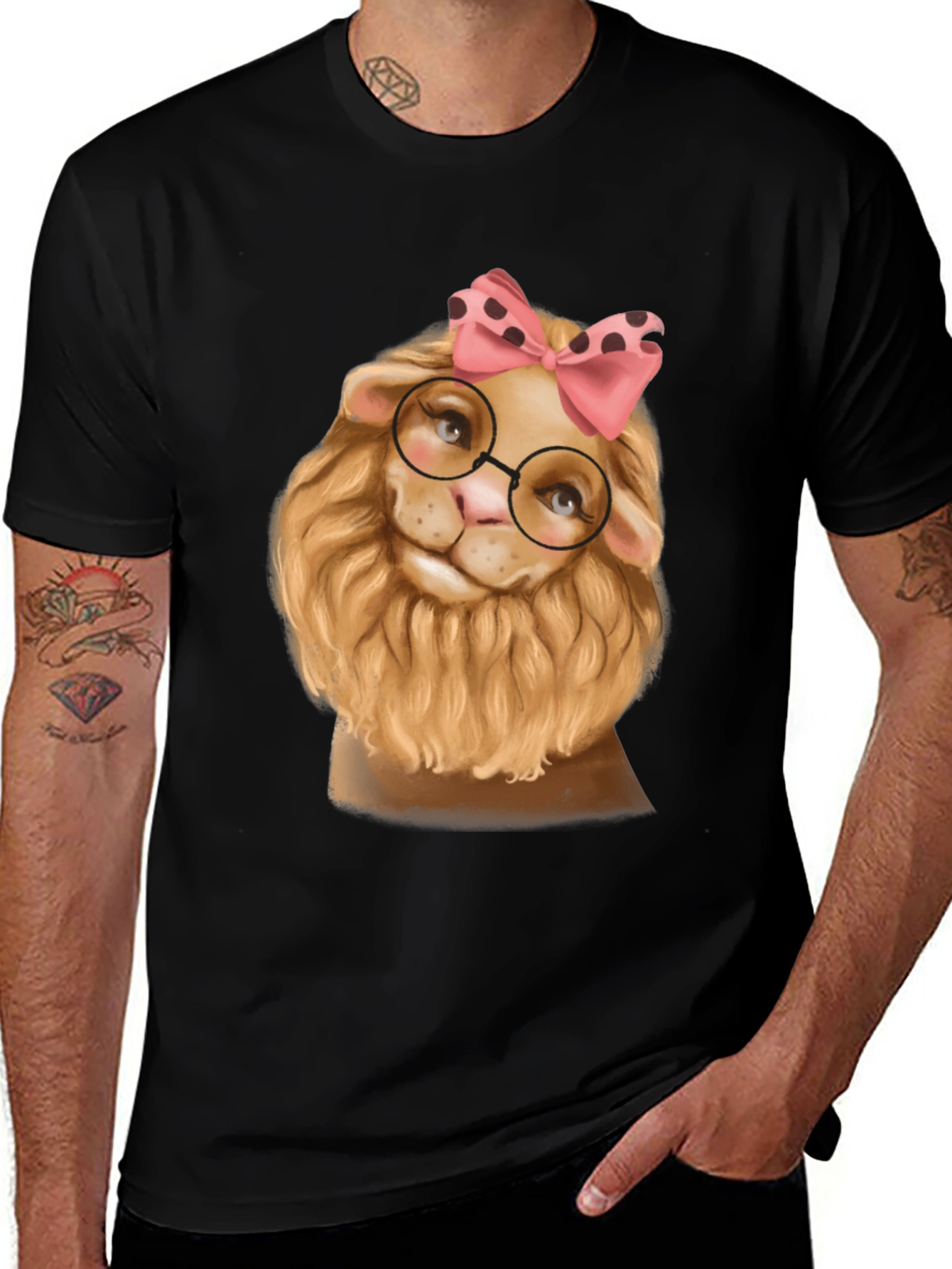 Variant 18 of Cute Lioness T-Shirt with Glasses & Bow
