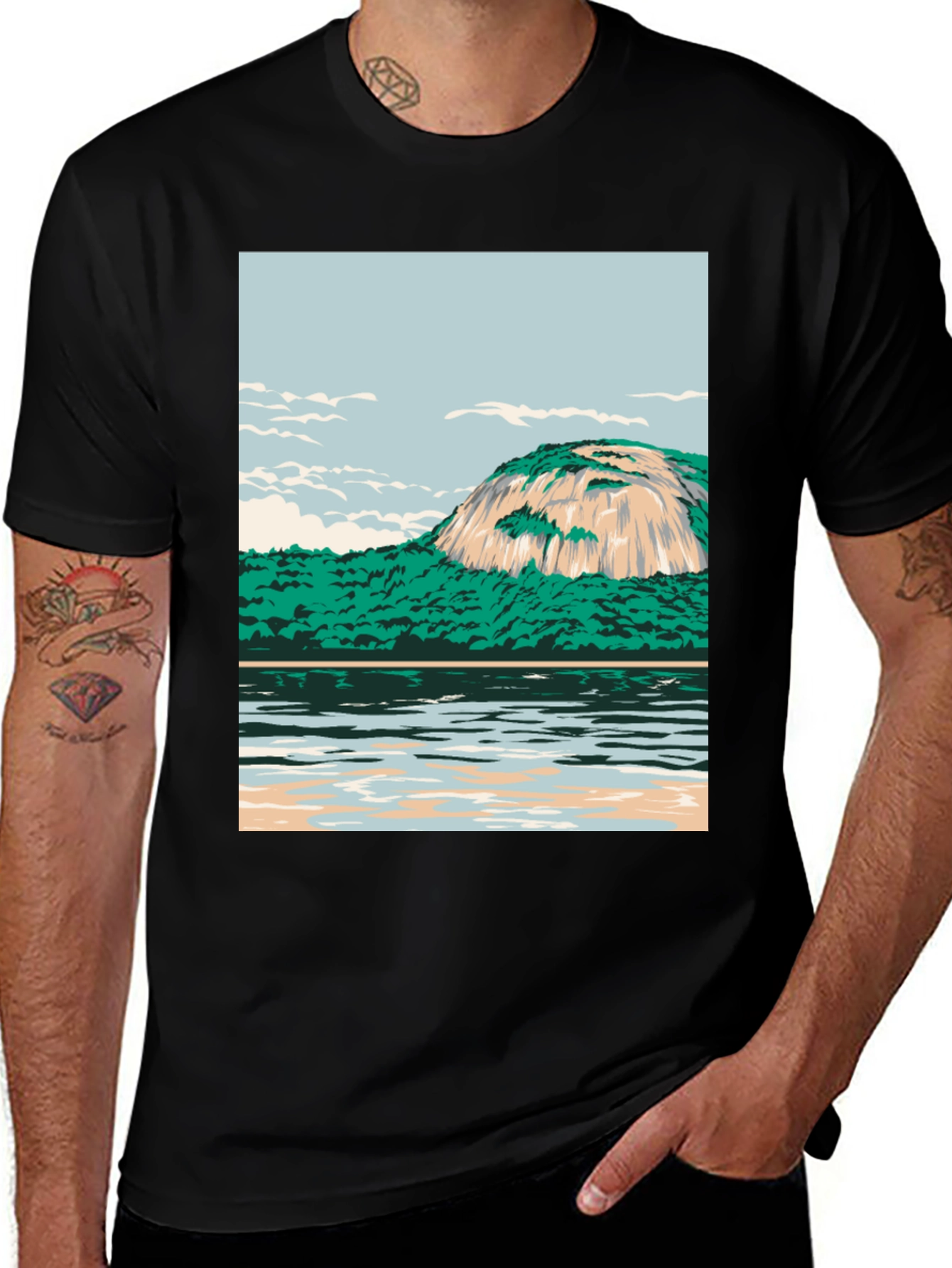 Variant 26 of Mountain Lake Graphic Tee - Cool Nature Design